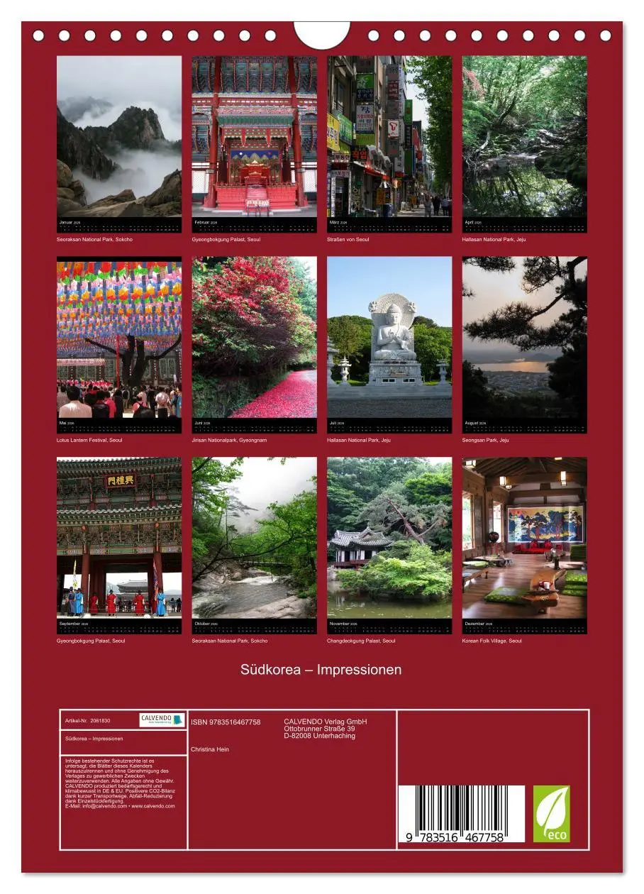 Bild: 9783516467758 | Südkorea - Impressionen (Wandkalender 2026 DIN A4 hoch), CALVENDO...