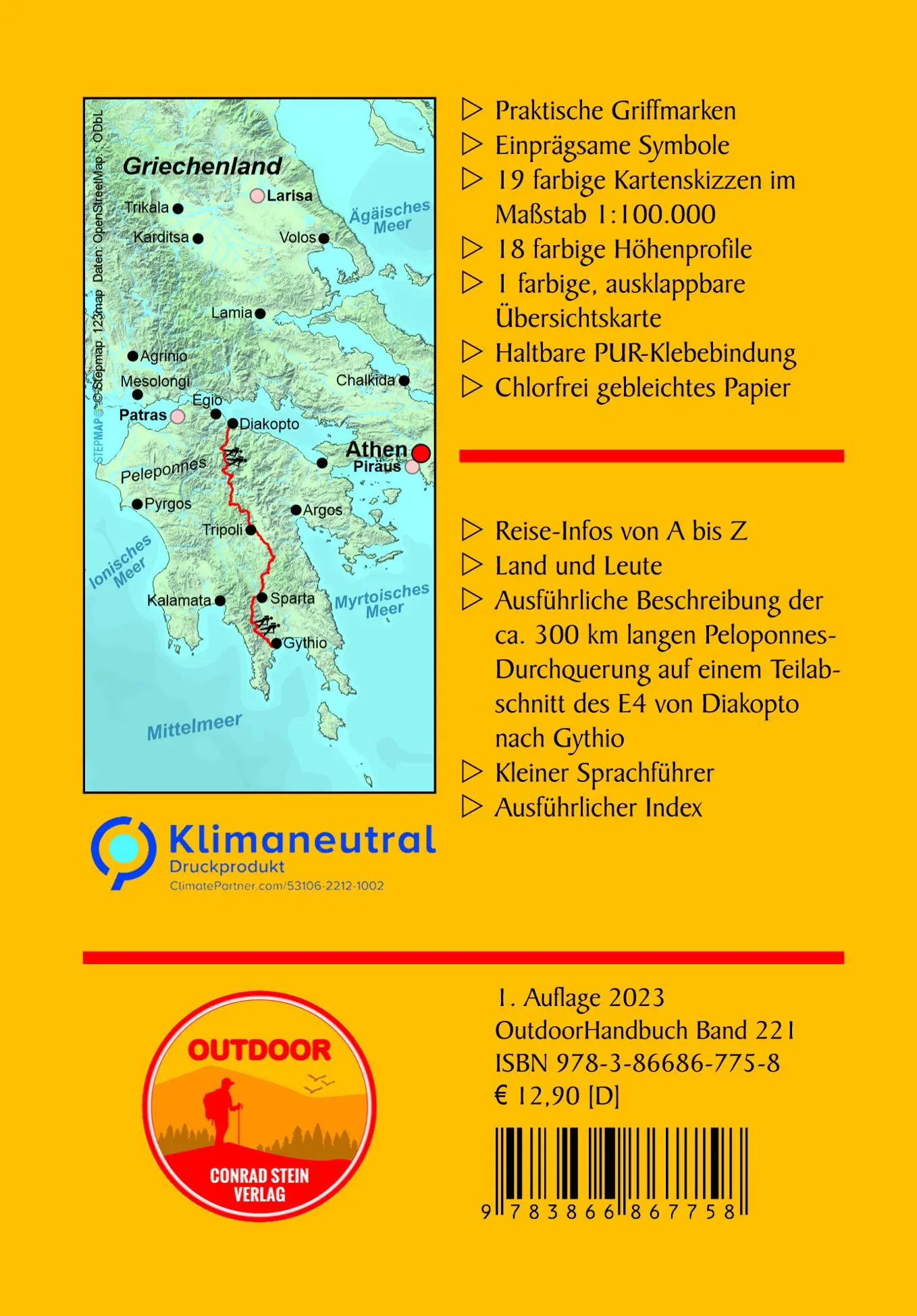 Rückseite: 9783866867758 | Griechenland: E4 Peloponnes | Raffaele Nostitz | Taschenbuch | 128 S.