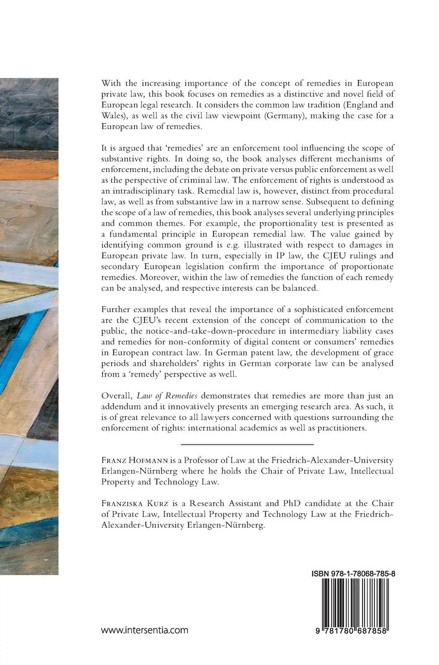Rückseite: 9781780687858 | Law of Remedies | A European Perspective | Franz Hofmann (u. a.)