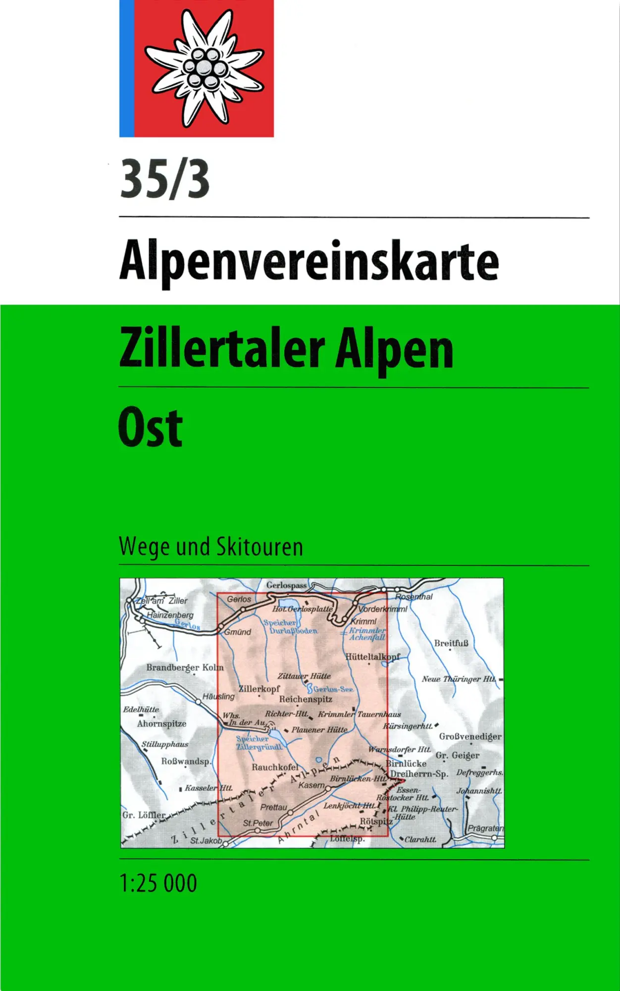 Cover: 9783928777858 | DAV Alpenvereinskarte 35/3 Zillertaler Alpen Ost 1 : 25 000...