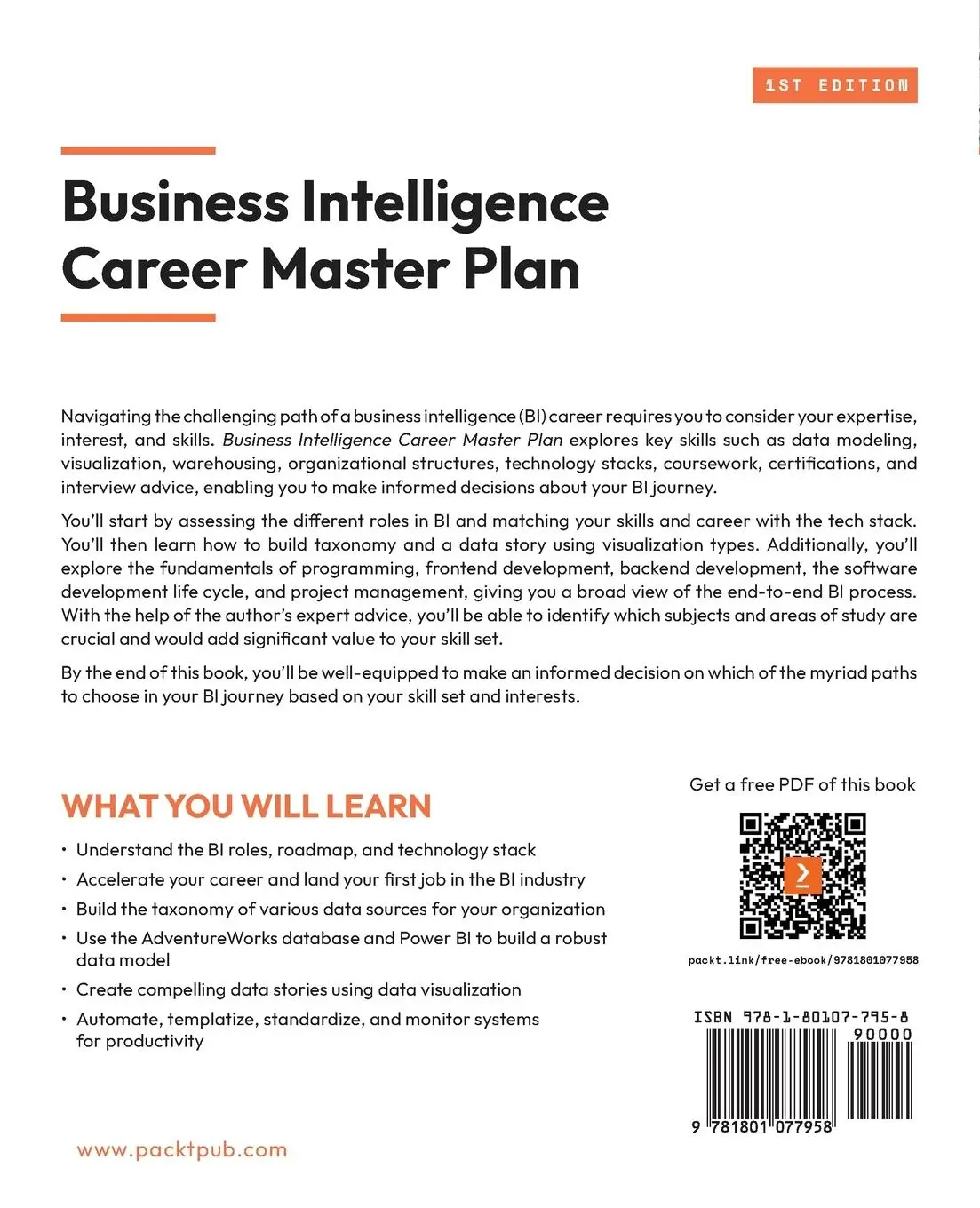 Rückseite: 9781801077958 | Business Intelligence Career Master Plan | Eduardo Chavez (u. a.)