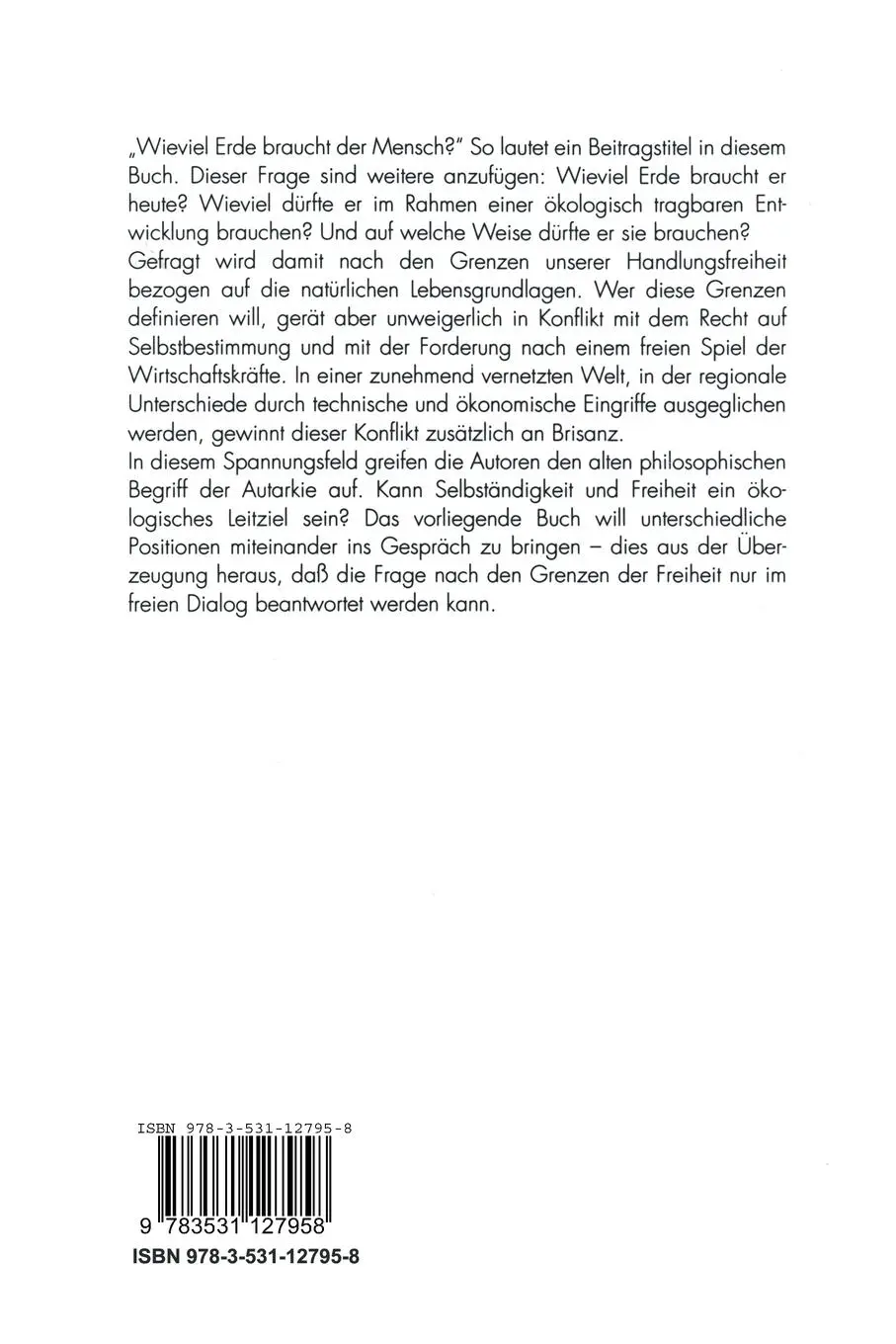 Rückseite: 9783531127958 | Autarkie und Anpassung | Markus Huppenbauer | Taschenbuch | 374 S.