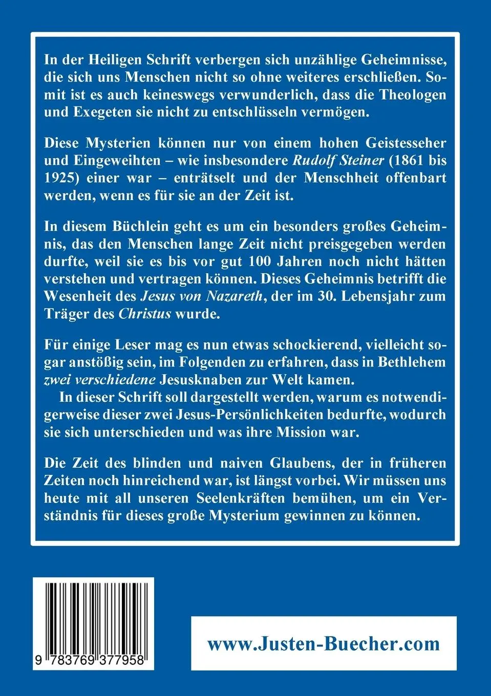 Rückseite: 9783769377958 | Die zwei Jesusknaben | Josef F. Justen | Taschenbuch | 128 S. | 2025