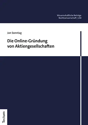 Cover: 9783828847958 | Die Online-Gründung von Aktiengesellschaften | Jan Sonntag | Buch