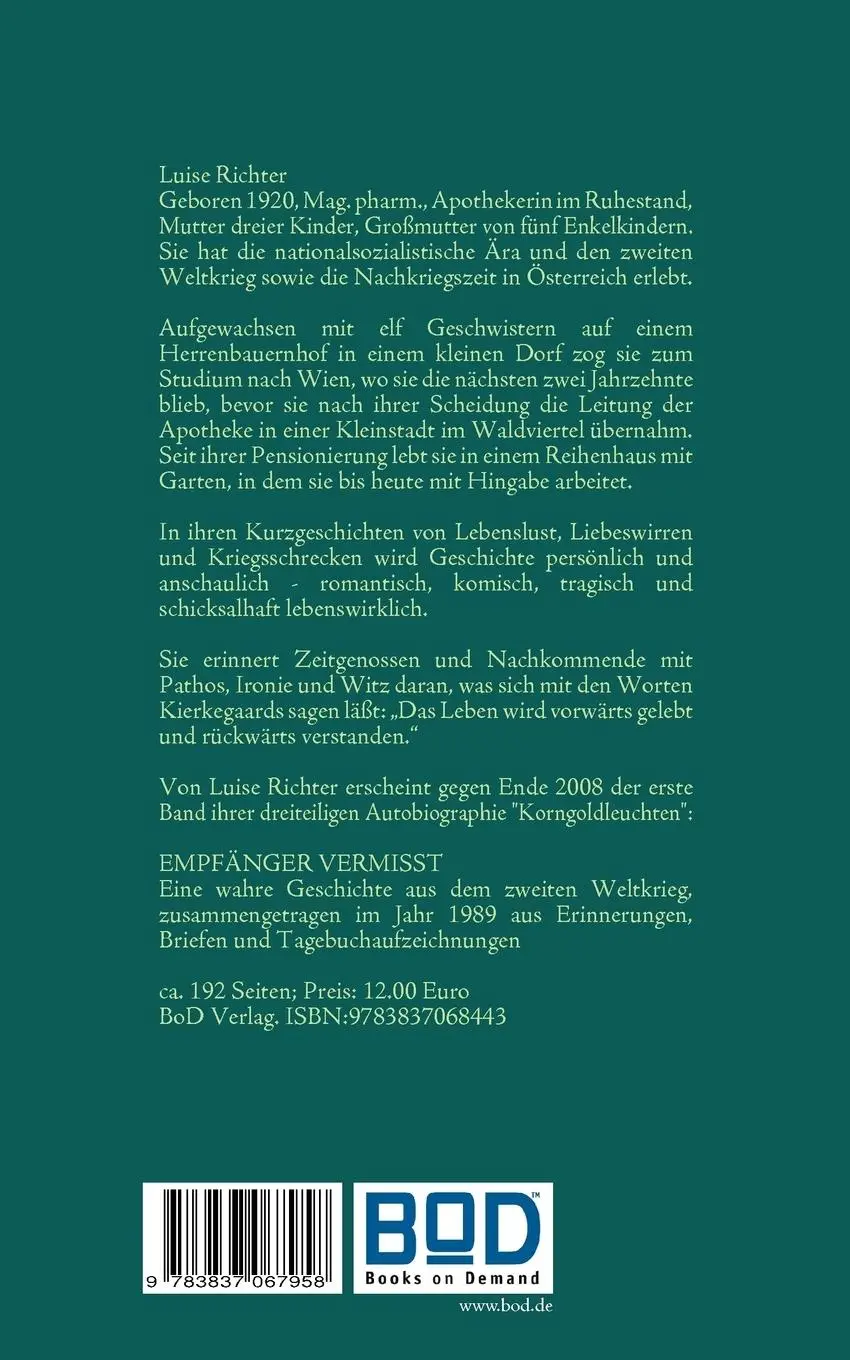 Rückseite: 9783837067958 | Herz, o Herz! Nie wieder Krieg! | Kurzgeschichten | Luise Richter