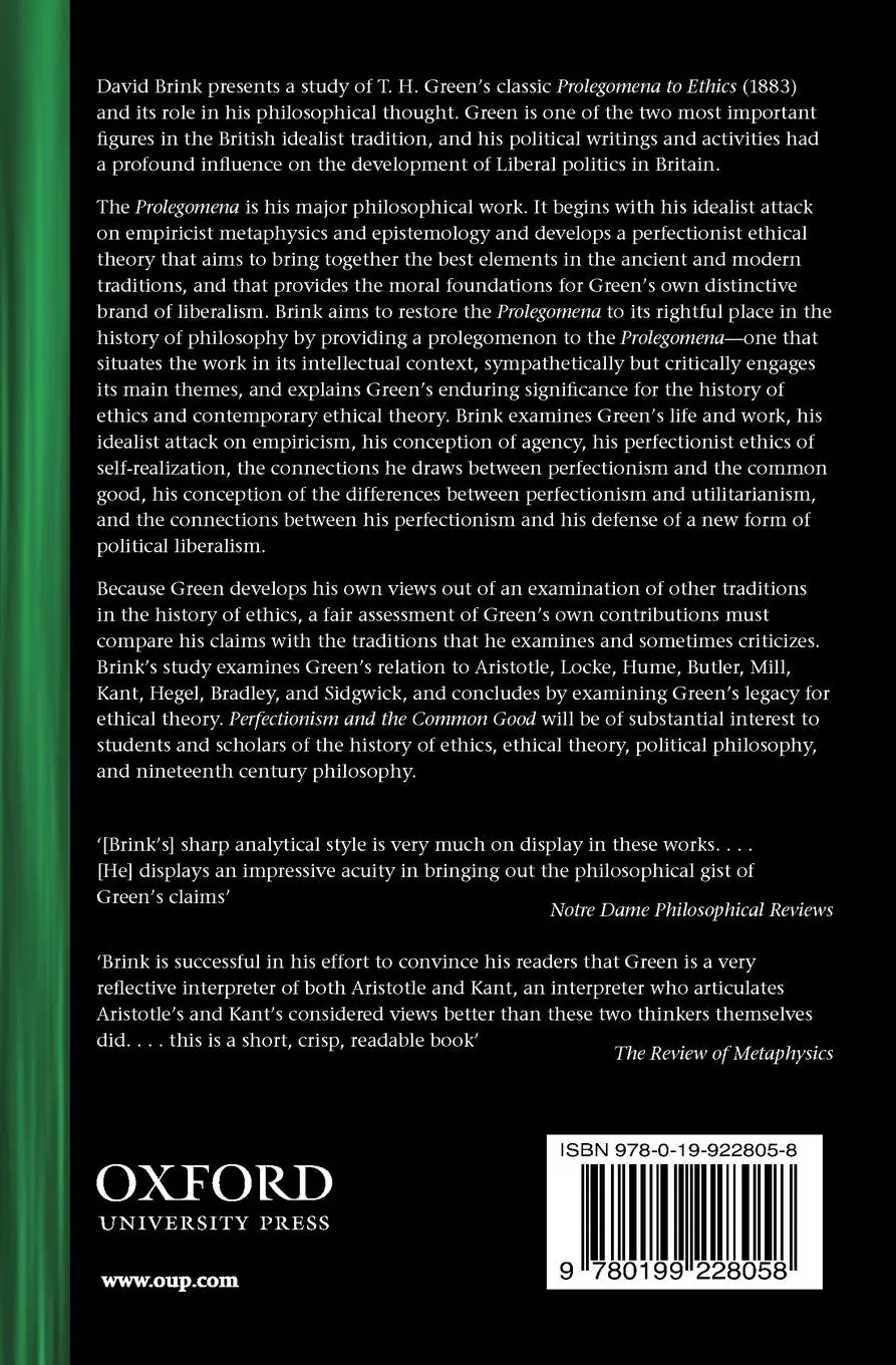 Rückseite: 9780199228058 | Perfectionism and the Common Good | David O. Brink | Taschenbuch