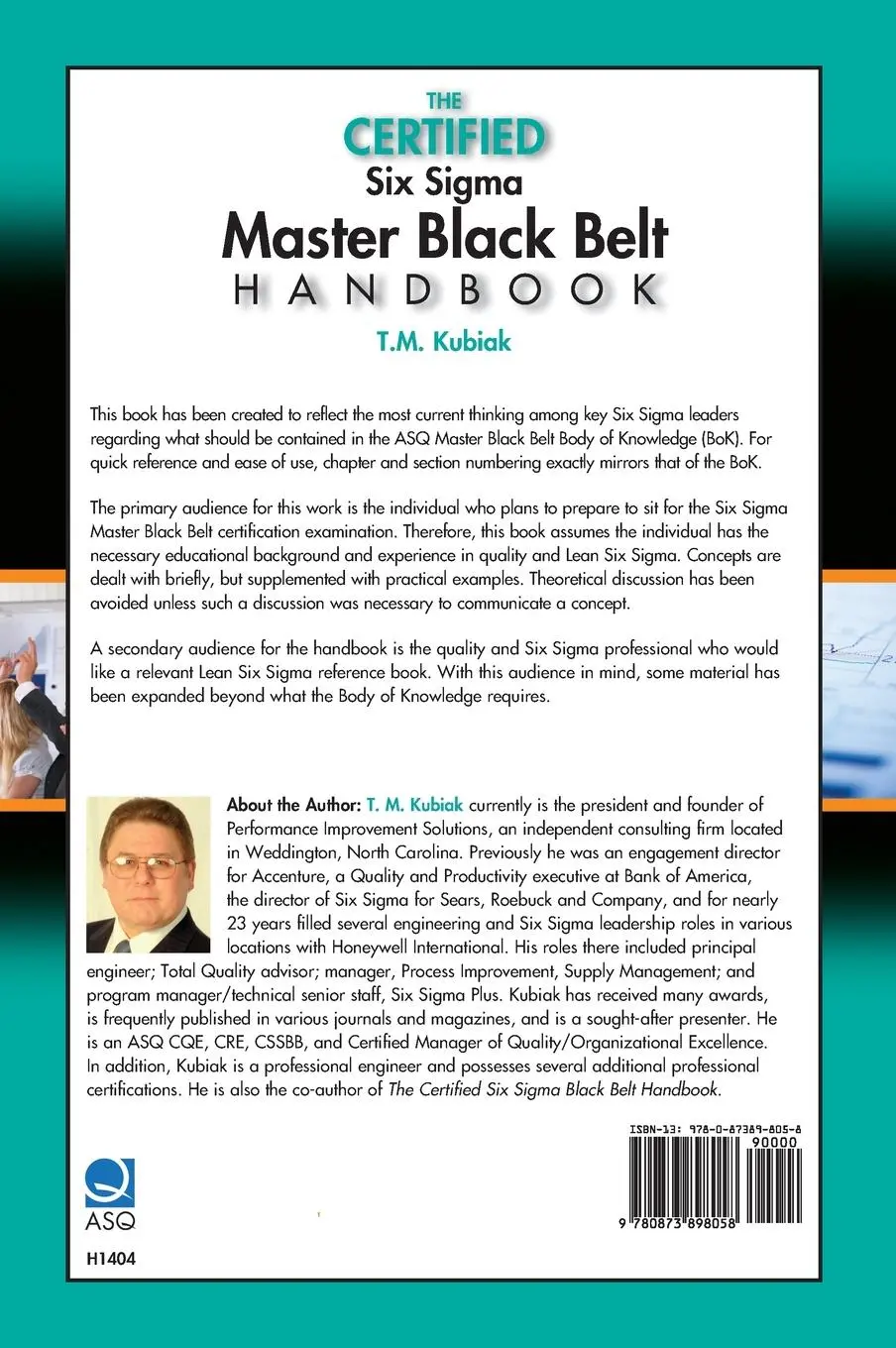 Rückseite: 9780873898058 | The Certified Six Sigma Master Black Belt Handbook | T. M. Kubiak