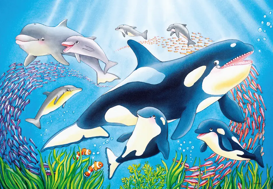 Bild: 4005556078158 | Kinderpuzzle 2x24 Teile - Kunterbunte Unterwasserwelt | Ravensburger