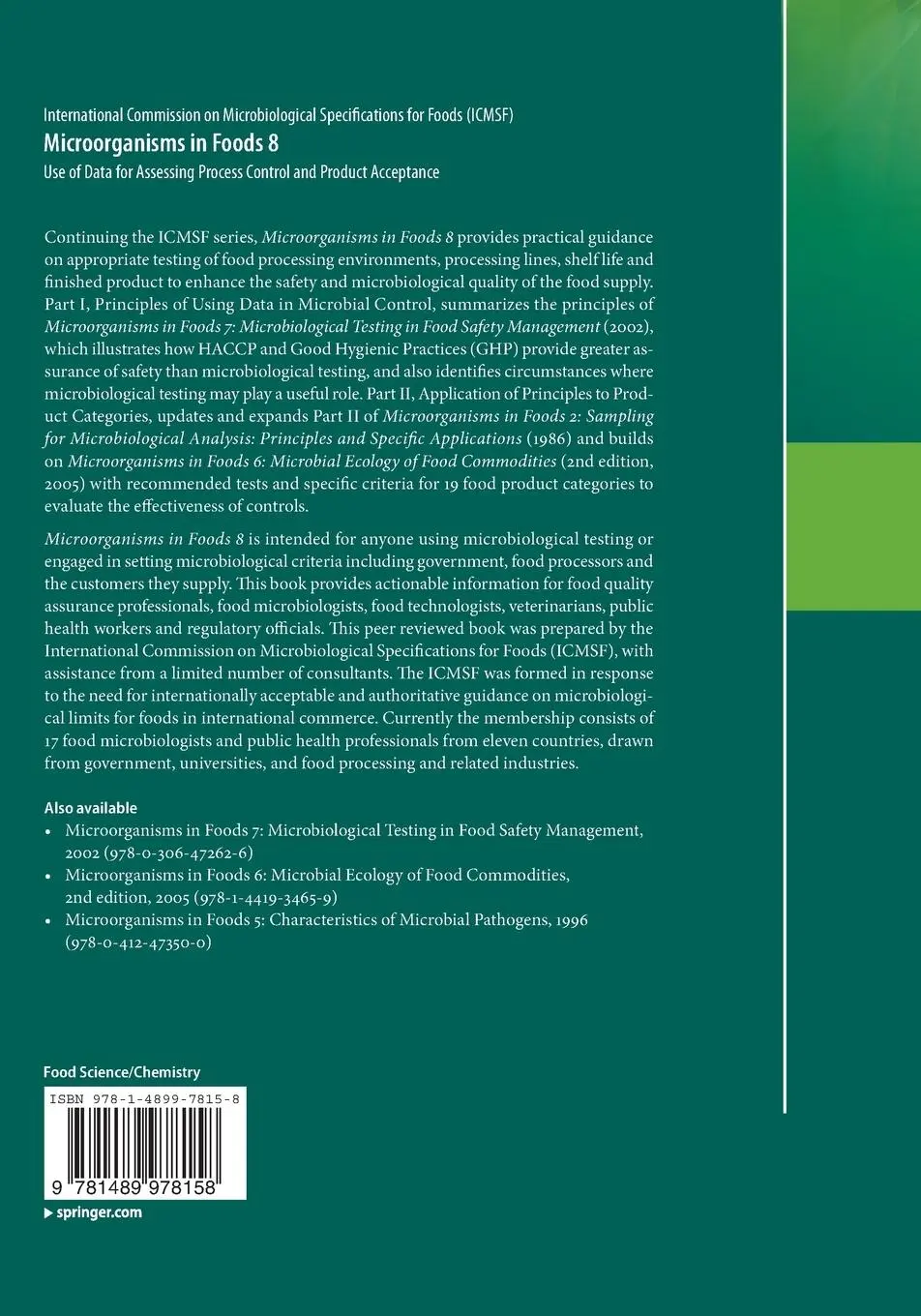 Rückseite: 9781489978158 | Microorganisms in Foods 8 | Foods | Taschenbuch | xx | Englisch | 2016