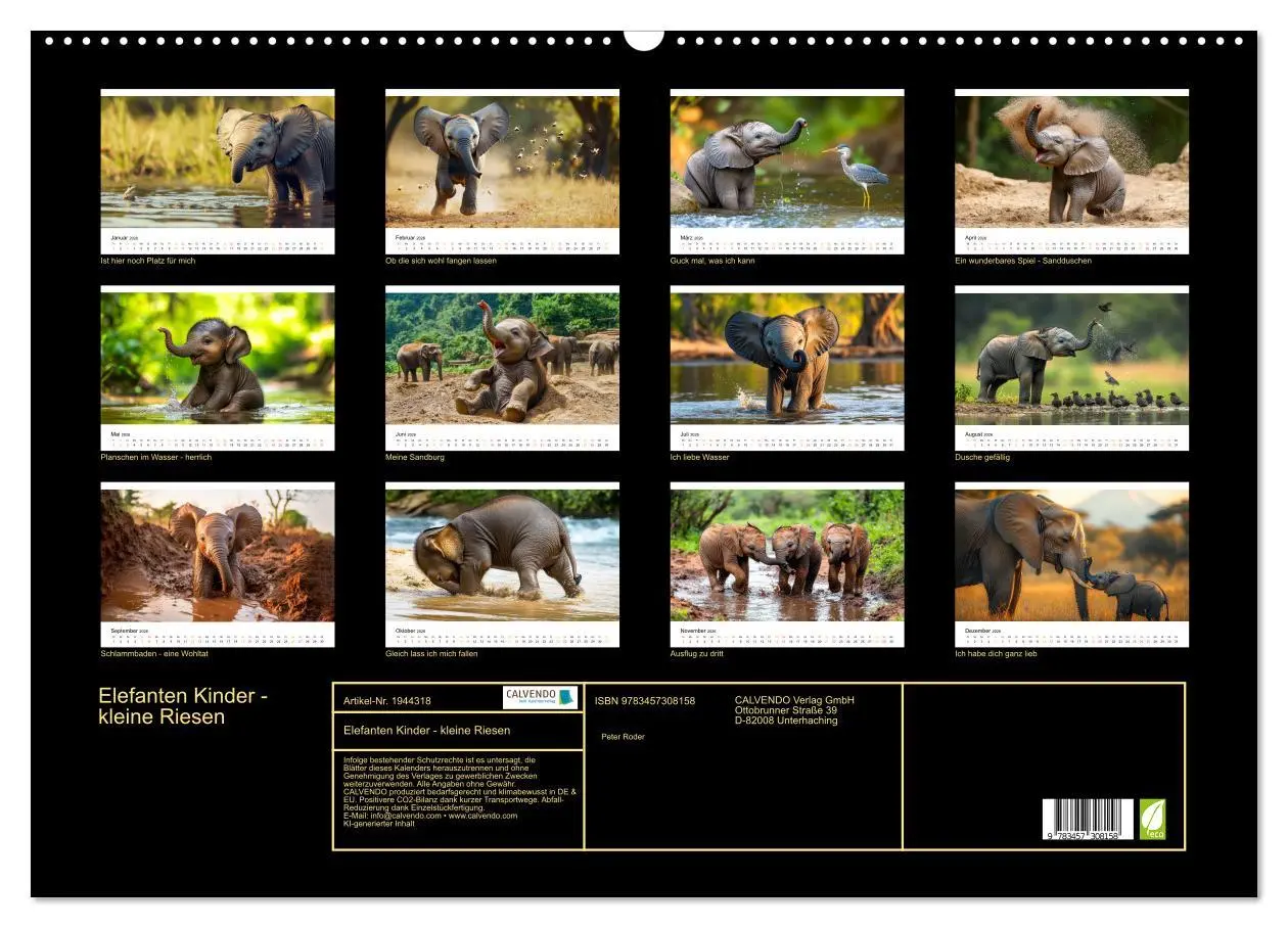 Bild: 9783457308158 | Elefanten Kinder - kleine Riesen (Wandkalender 2026 DIN A2 quer),...