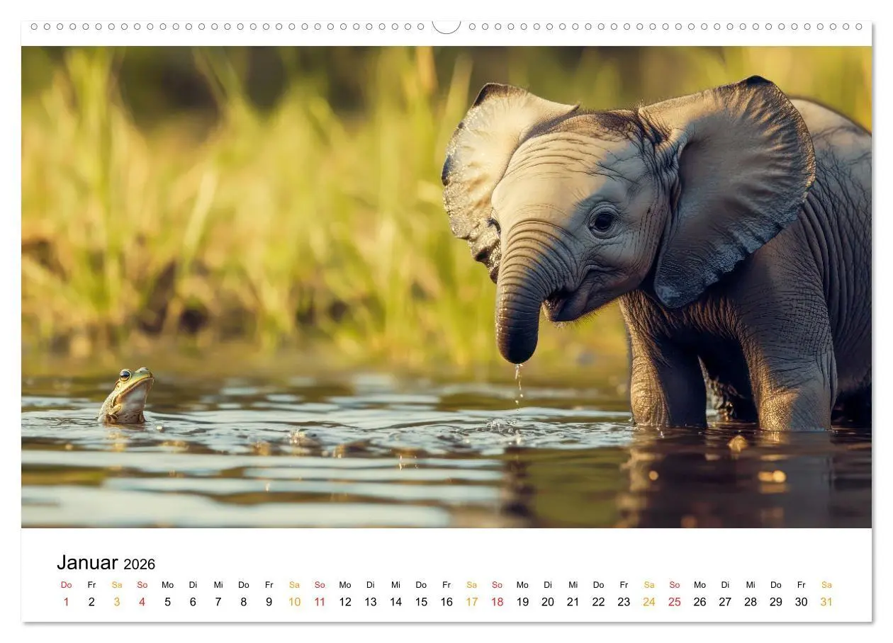 Bild: 9783457308158 | Elefanten Kinder - kleine Riesen (Wandkalender 2026 DIN A2 quer),...