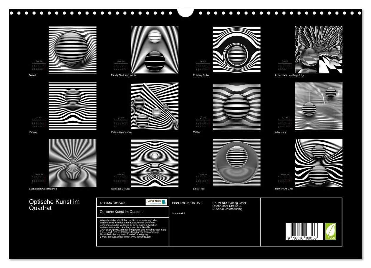 Bild: 9783516188158 | Optische Kunst im Quadrat (Wandkalender 2026 DIN A3 quer), CALVENDO...