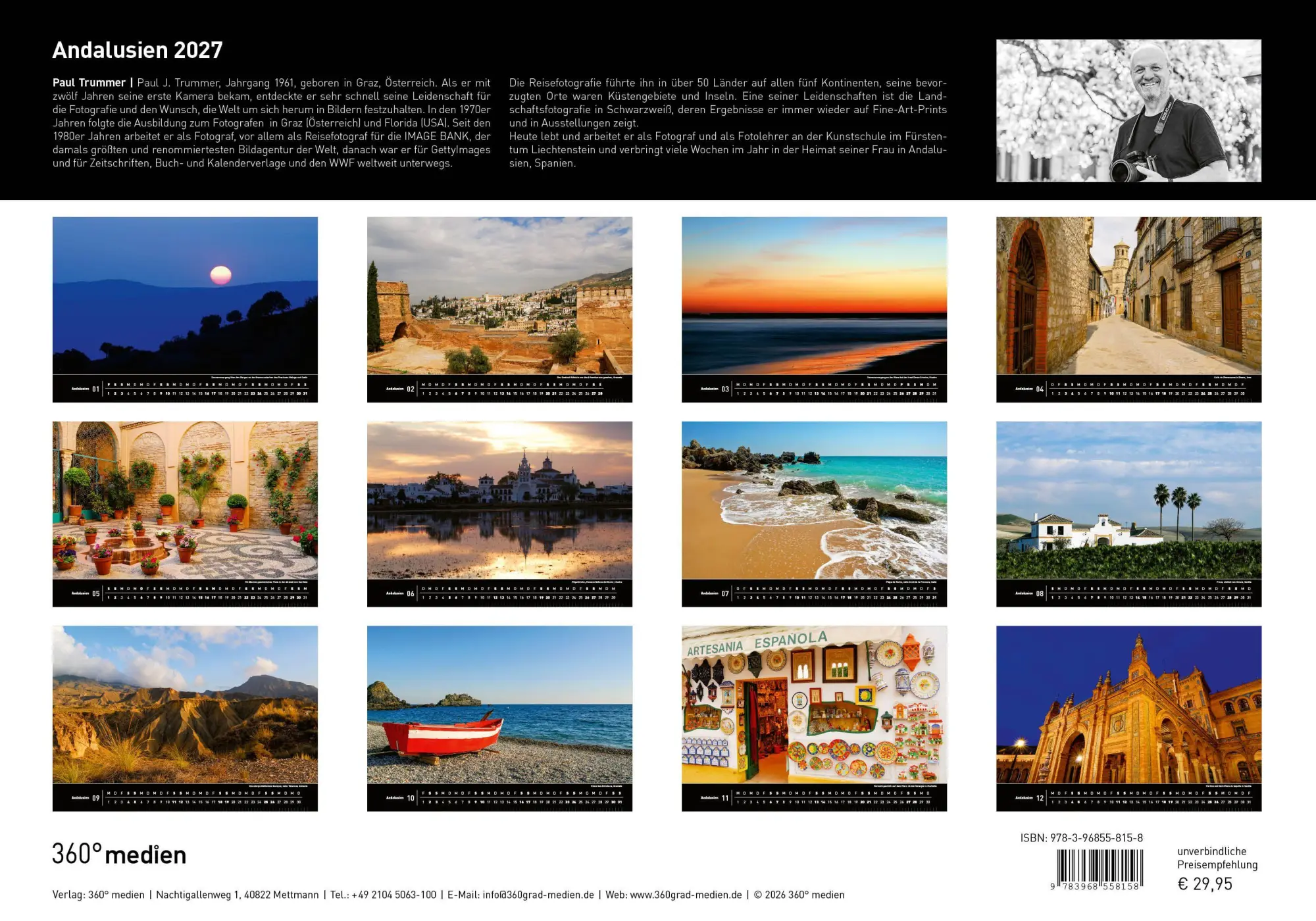 Rückseite: 9783968558158 | Andalusien Premiumkalender 2027 | Paul Trummer | Kalender | 14 S.