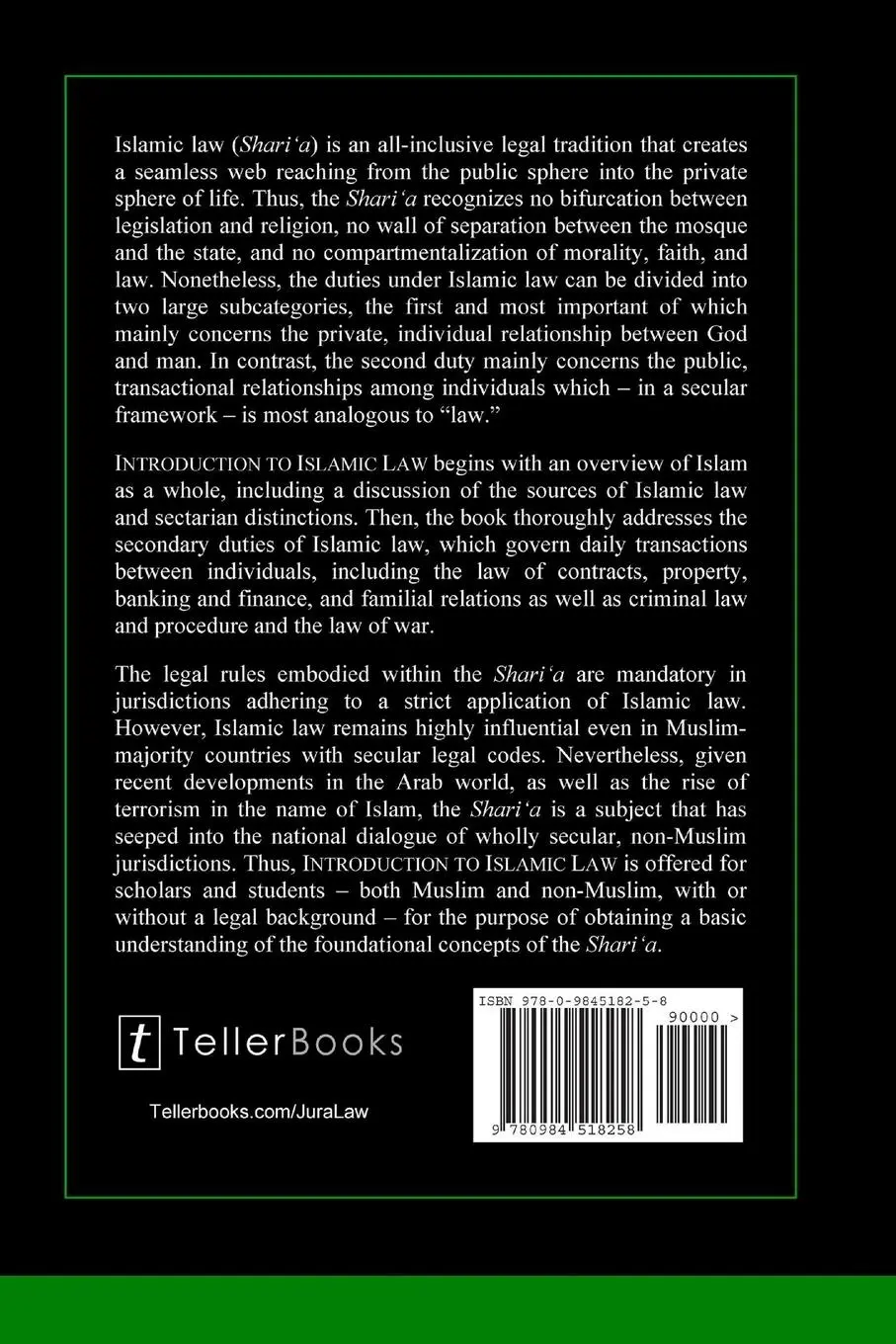 Rückseite: 9780984518258 | Introduction to Islamic Law | Jonathan G. Burns | Taschenbuch | 2013
