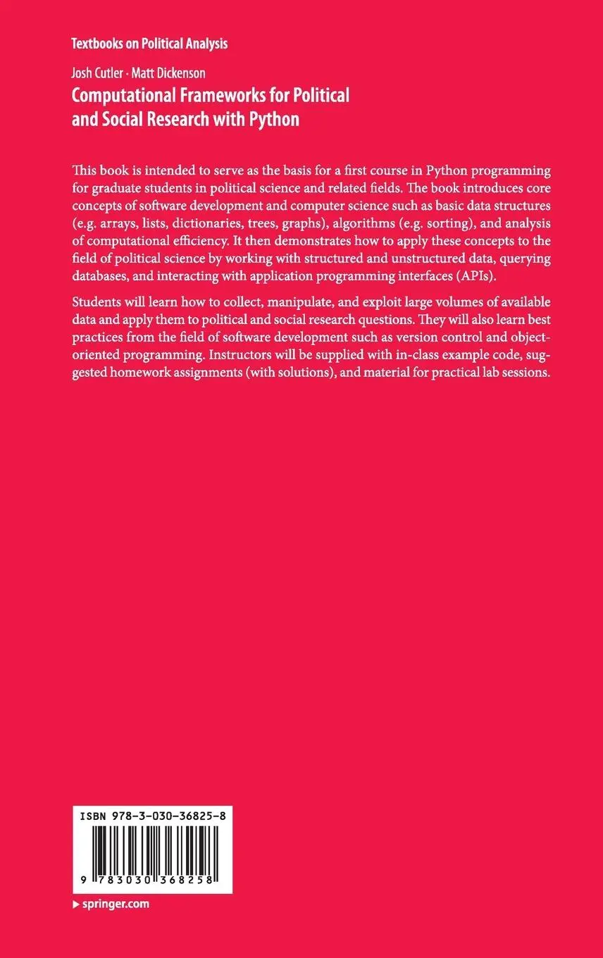 Rückseite: 9783030368258 | Computational Frameworks for Political and Social Research with Python