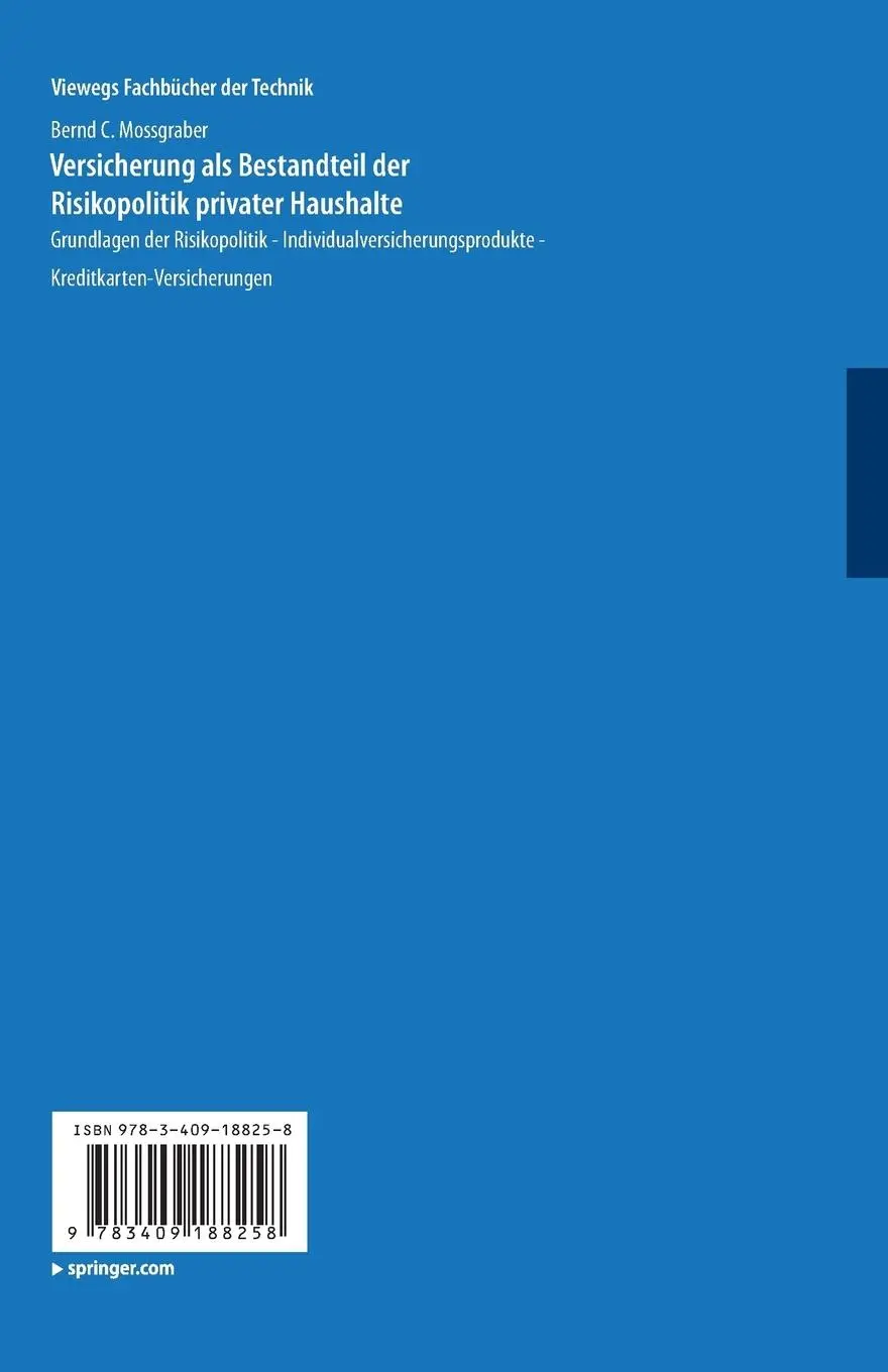 Rückseite: 9783409188258 | Versicherung als Bestandteil der Risikopolitik privater Haushalte