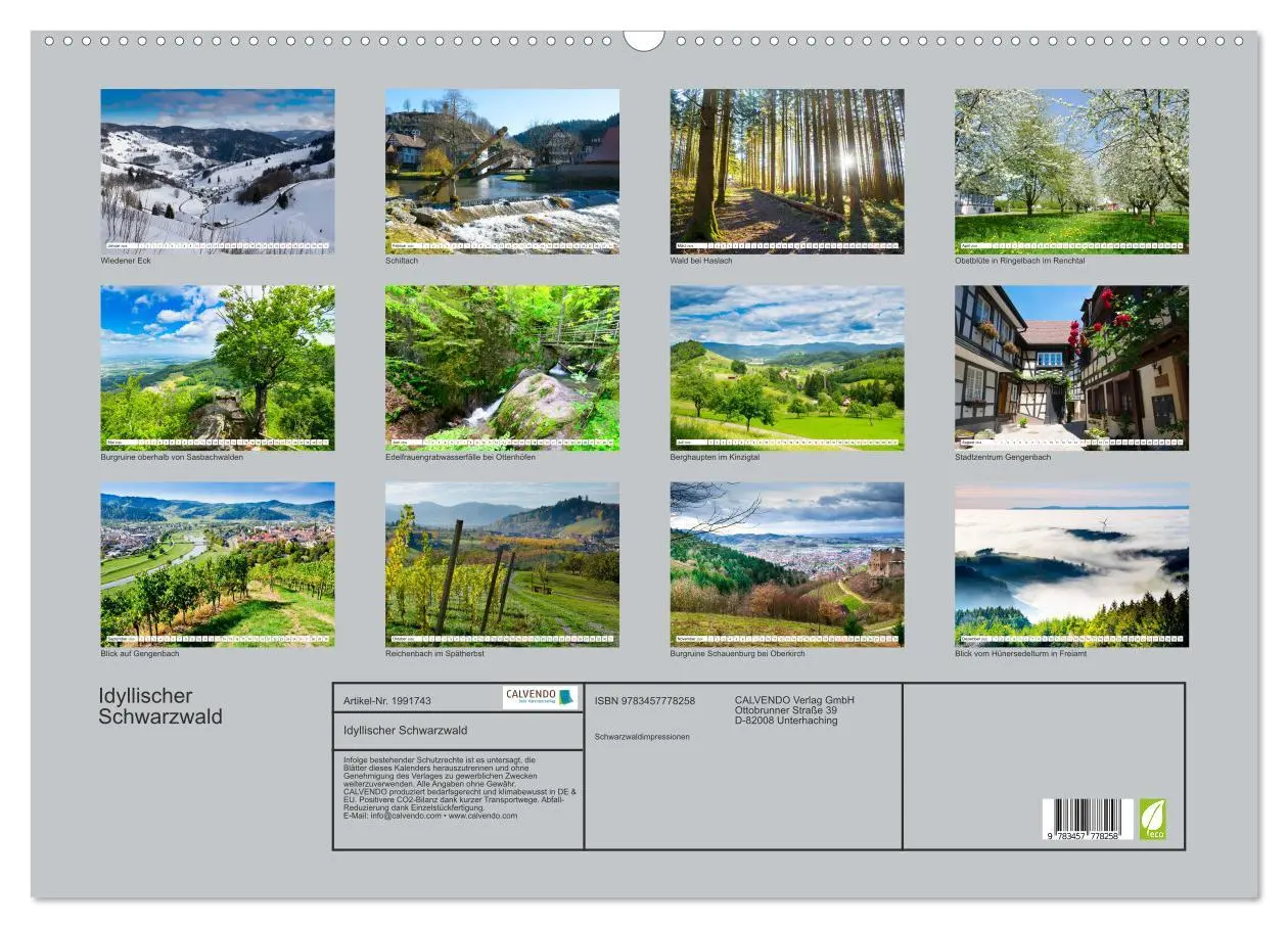 Bild: 9783457778258 | Idyllischer Schwarzwald (Wandkalender 2026 DIN A2 quer), CALVENDO...