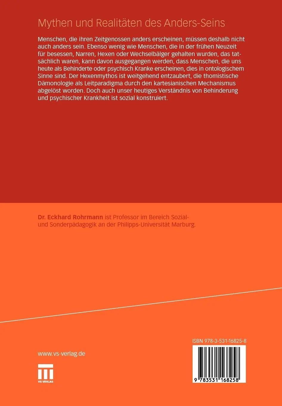 Rückseite: 9783531168258 | Mythen und Realitäten des Anders-Seins | Eckhard Rohrmann | Buch