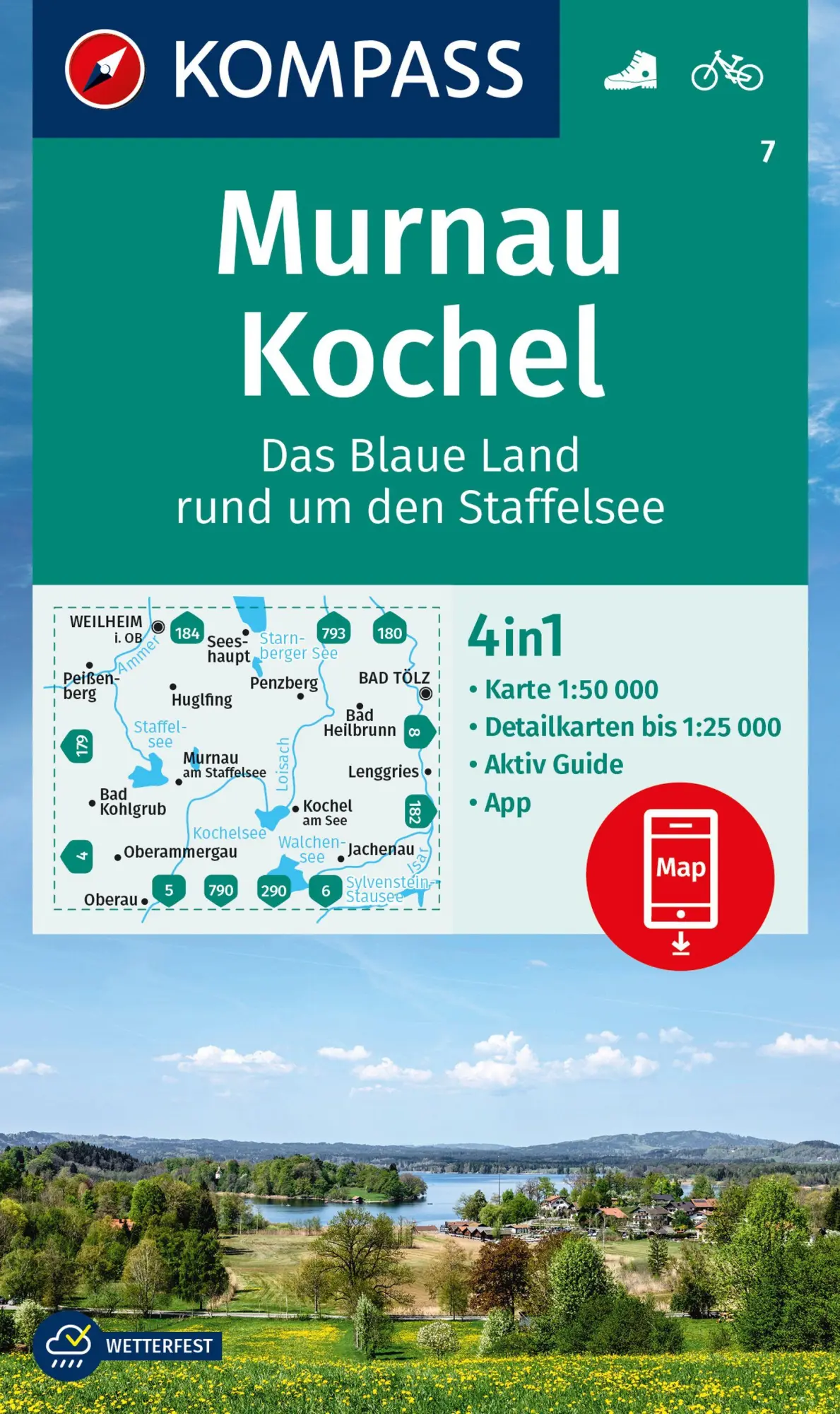 Cover: 9783991218258 | KOMPASS Wanderkarte 7 Murnau, Kochel - Das blaue Land rund um den...