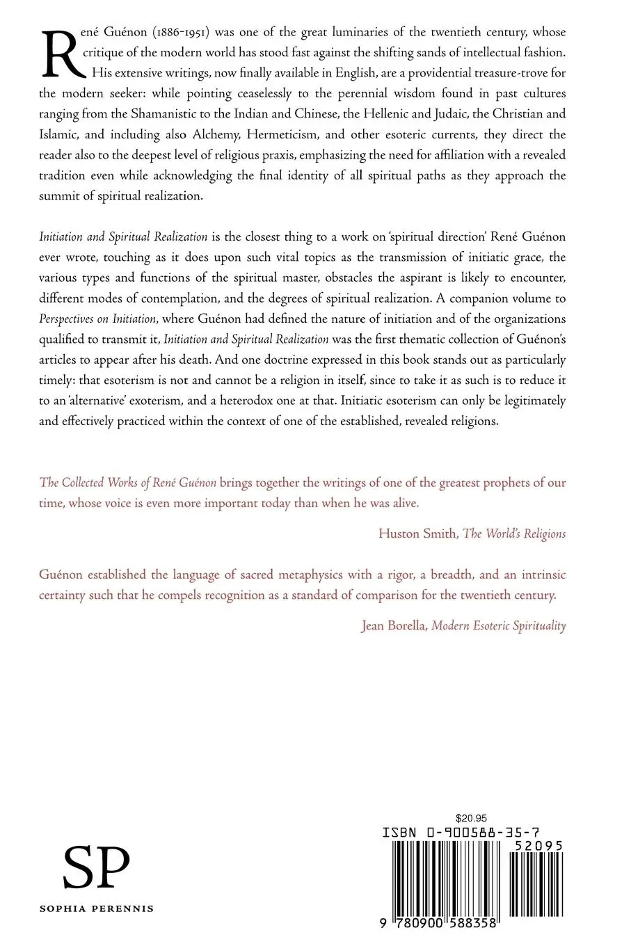 Rückseite: 9780900588358 | Initiation and Spiritual Realization | Rene Guenon | Taschenbuch
