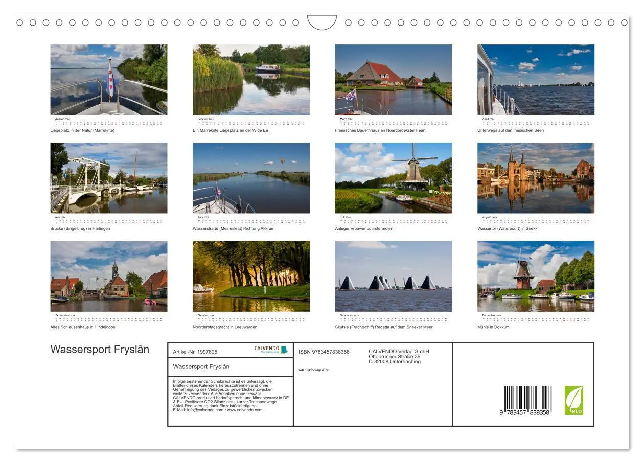 Bild: 9783457838358 | Wassersport Fryslân (Wandkalender 2026 DIN A3 quer), CALVENDO...