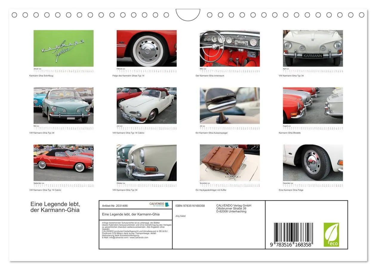 Bild: 9783516168358 | Eine Legende lebt, der Karmann-Ghia (Wandkalender 2026 DIN A4...