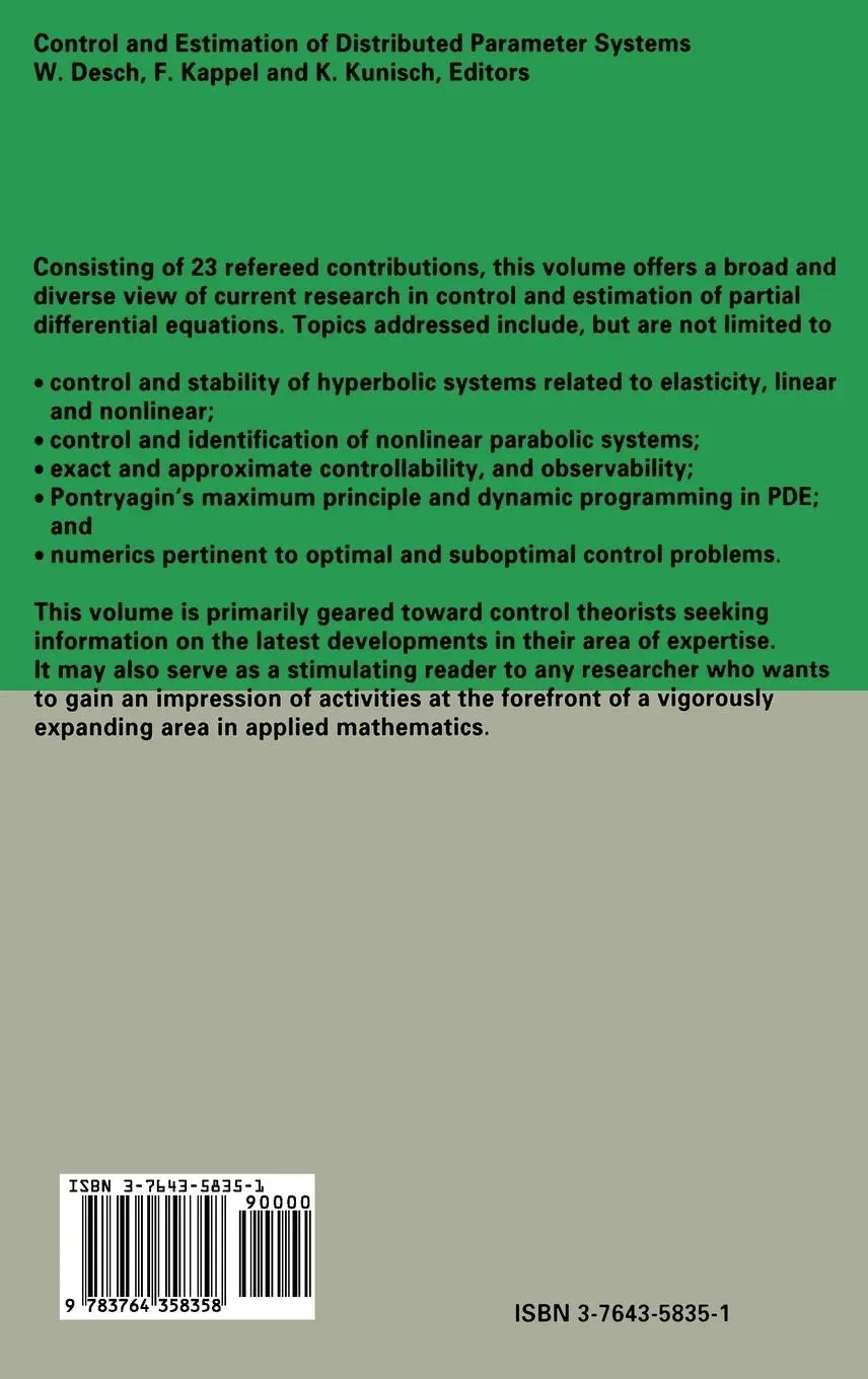 Rückseite: 9783764358358 | Control and Estimation of Distributed Parameter Systems | Buch | x