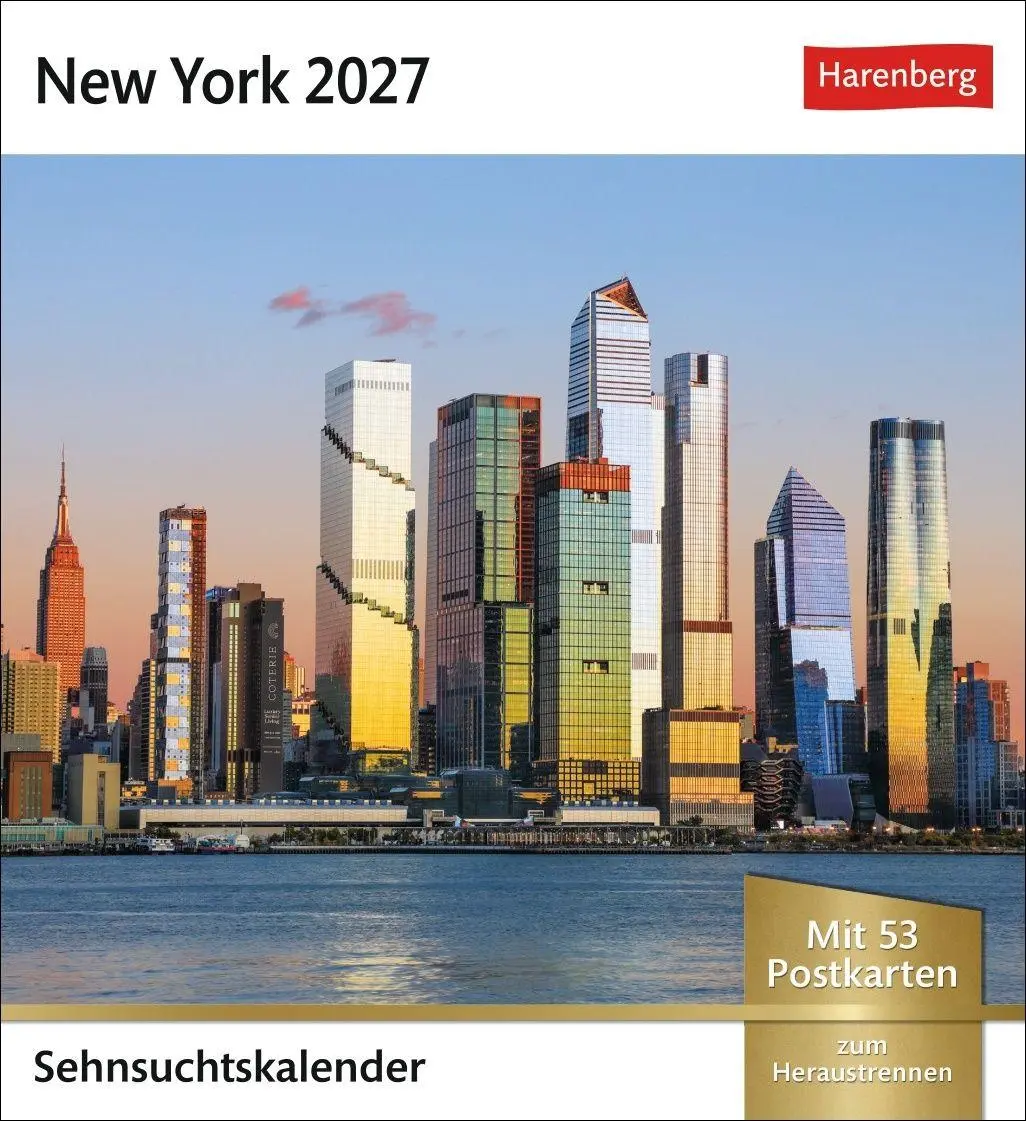 Cover: 9783840038358 | New York Sehnsuchtskalender 2027 - Wochenkalender mit 53 Postkarten