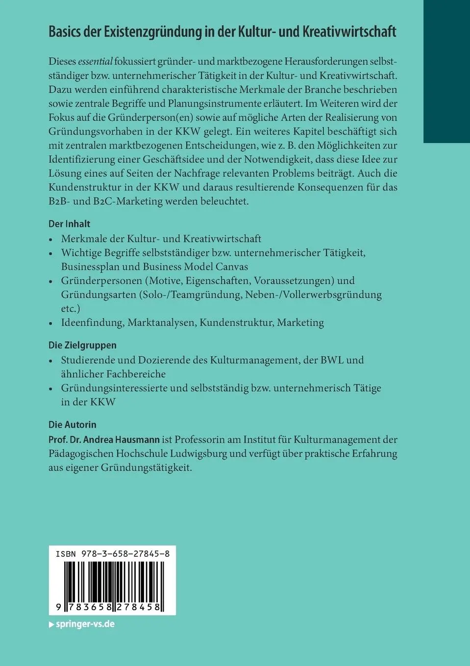 Rückseite: 9783658278458 | Basics der Existenzgründung in der Kultur- und Kreativwirtschaft | vii