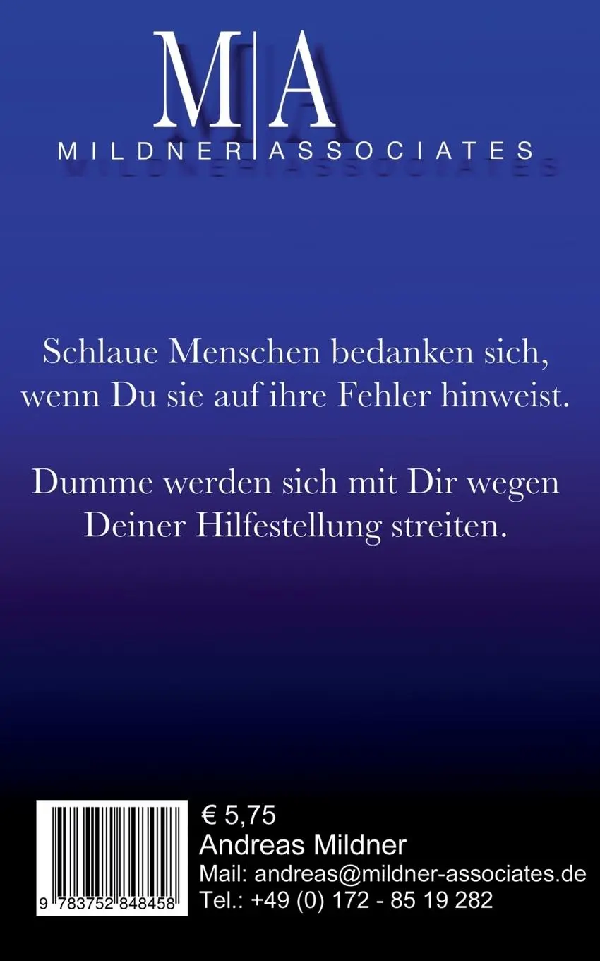 Rückseite: 9783752848458 | Weisheiten | im Spiel des Lebens | Andreas Mildner | Taschenbuch