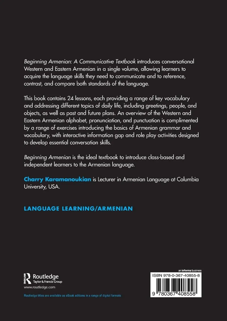 Rückseite: 9780367408558 | Beginning Armenian | A Communicative Textbook | Charry Karamanoukian