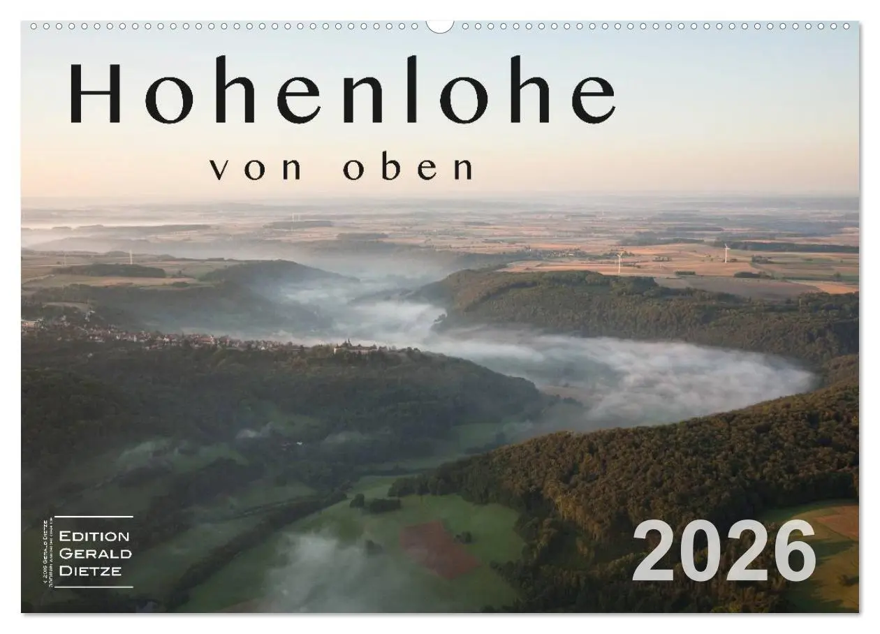 Cover: 9783516078558 | Hohenlohe von oben (Wandkalender 2026 DIN A2 quer), CALVENDO...