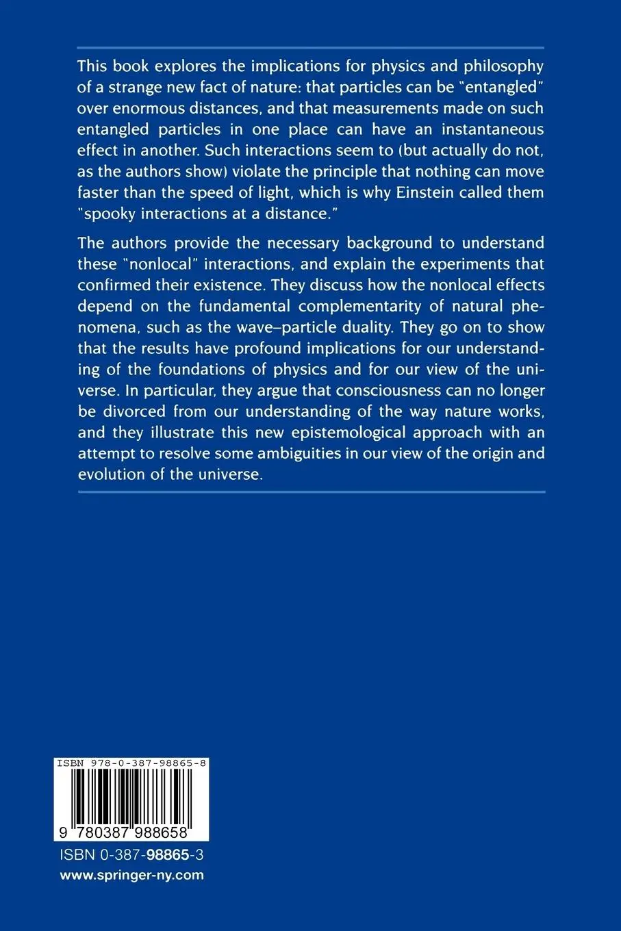 Rückseite: 9780387988658 | The Conscious Universe | Parts and Wholes in Physical Reality | Buch