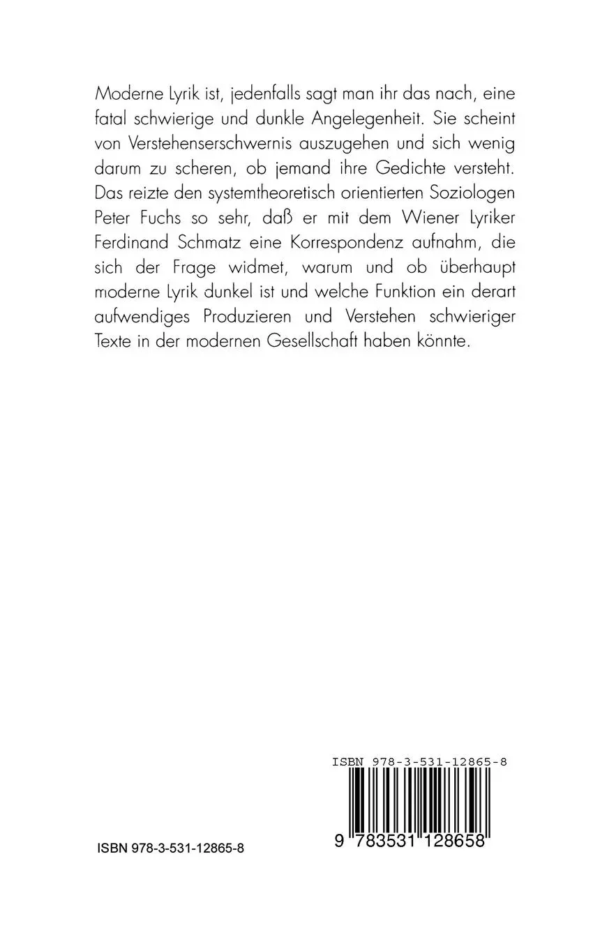 Rückseite: 9783531128658 | "Lieber Herr Fuchs, lieber Herr Schmatz!" | Ferdinand Schmatz (u. a.)
