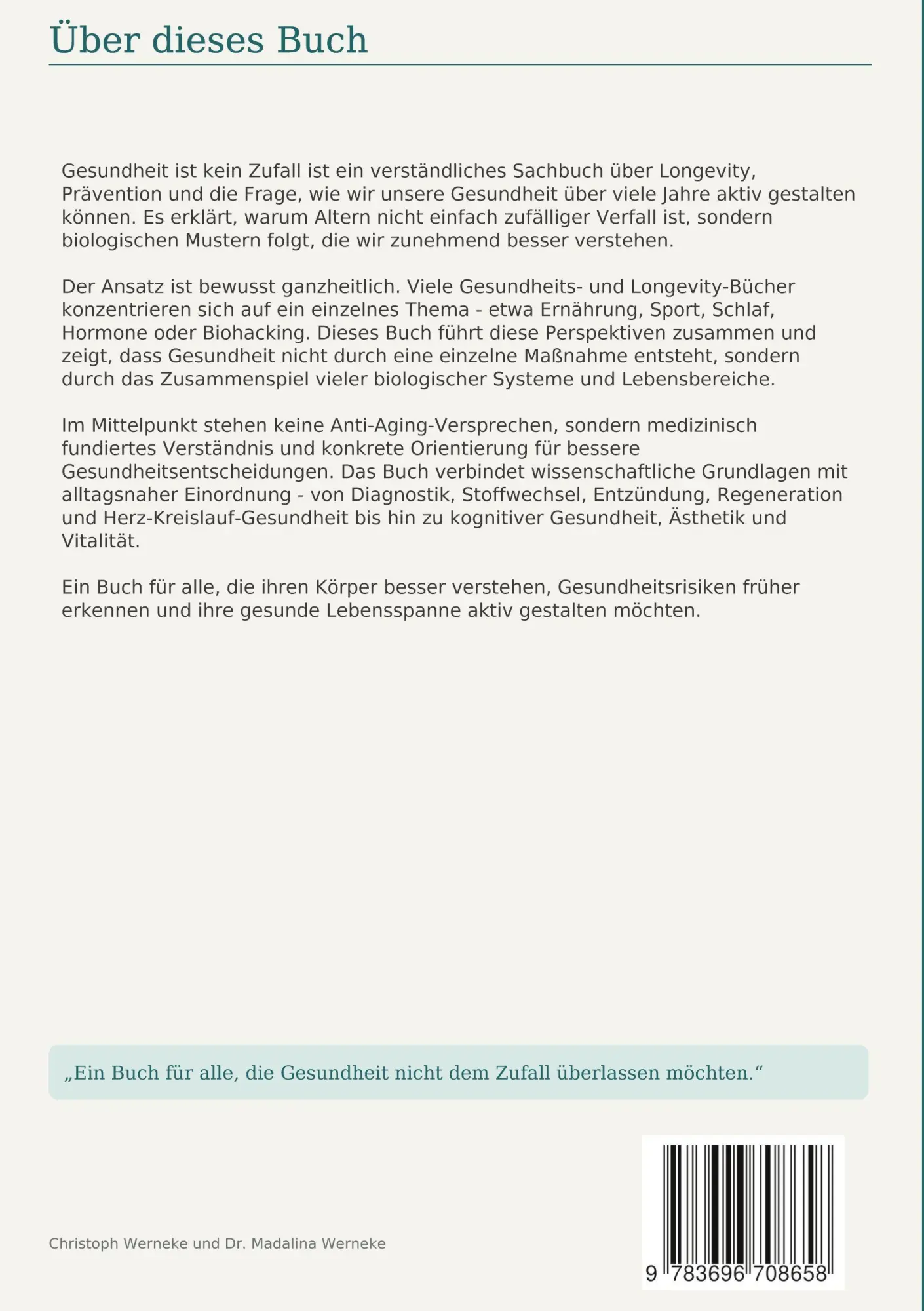 Rückseite: 9783696708658 | Gesundheit ist kein Zufall | Christoph Werneke (u. a.) | Taschenbuch
