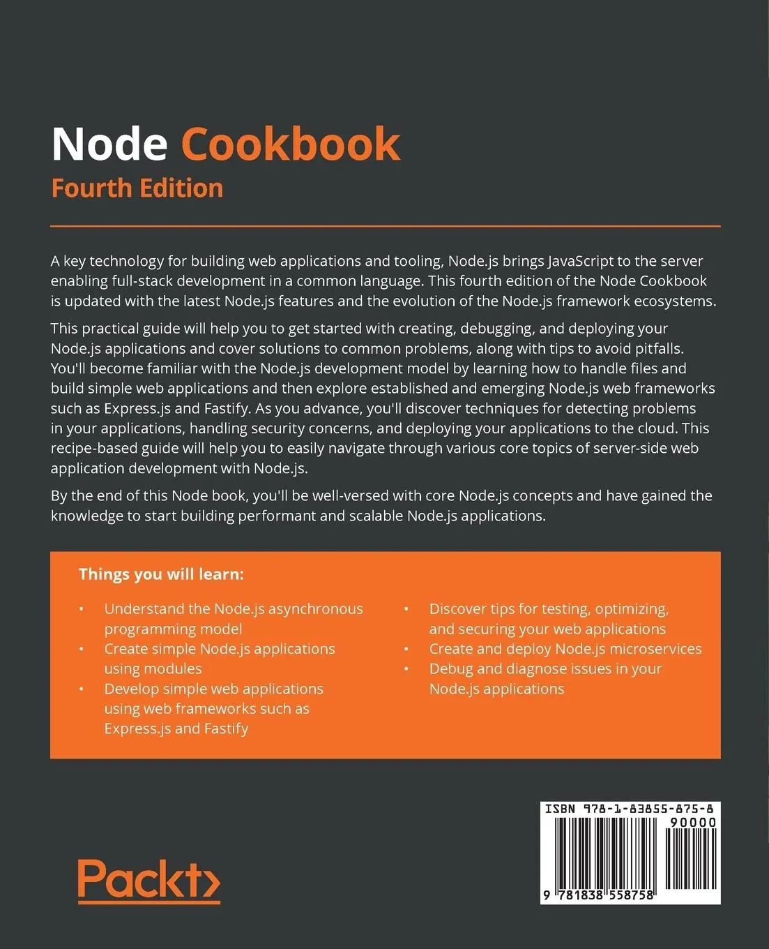Rückseite: 9781838558758 | Node Cookbook | Bethany Griggs | Taschenbuch | Englisch | 2020