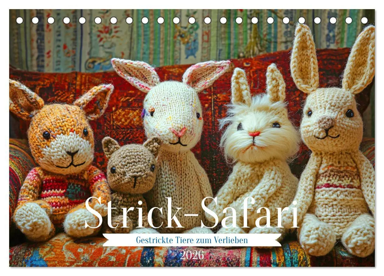 Cover: 9783457348758 | Strick-Safari - Gestrickte Tiere zum Verlieben (Tischkalender 2026...