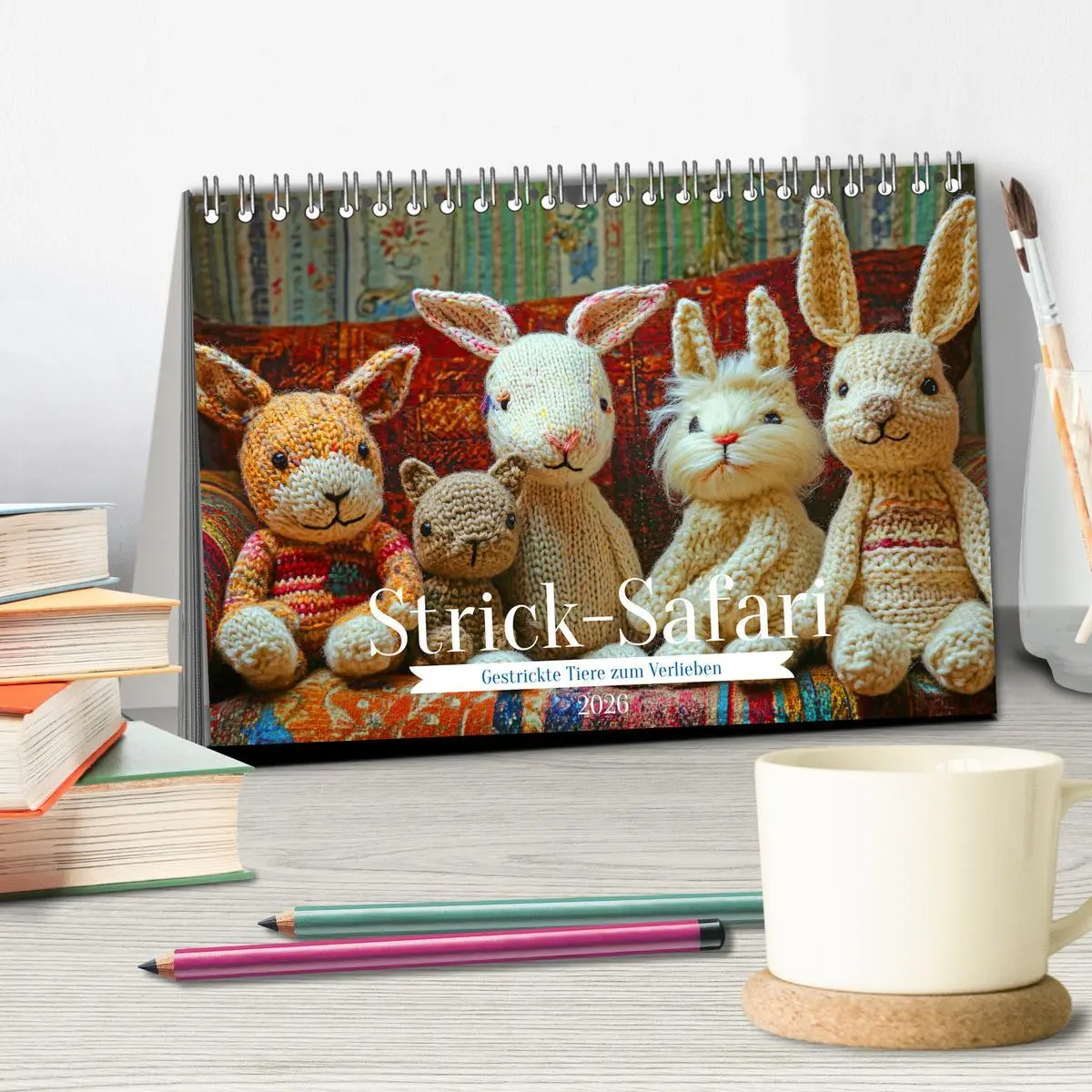 Bild: 9783457348758 | Strick-Safari - Gestrickte Tiere zum Verlieben (Tischkalender 2026...