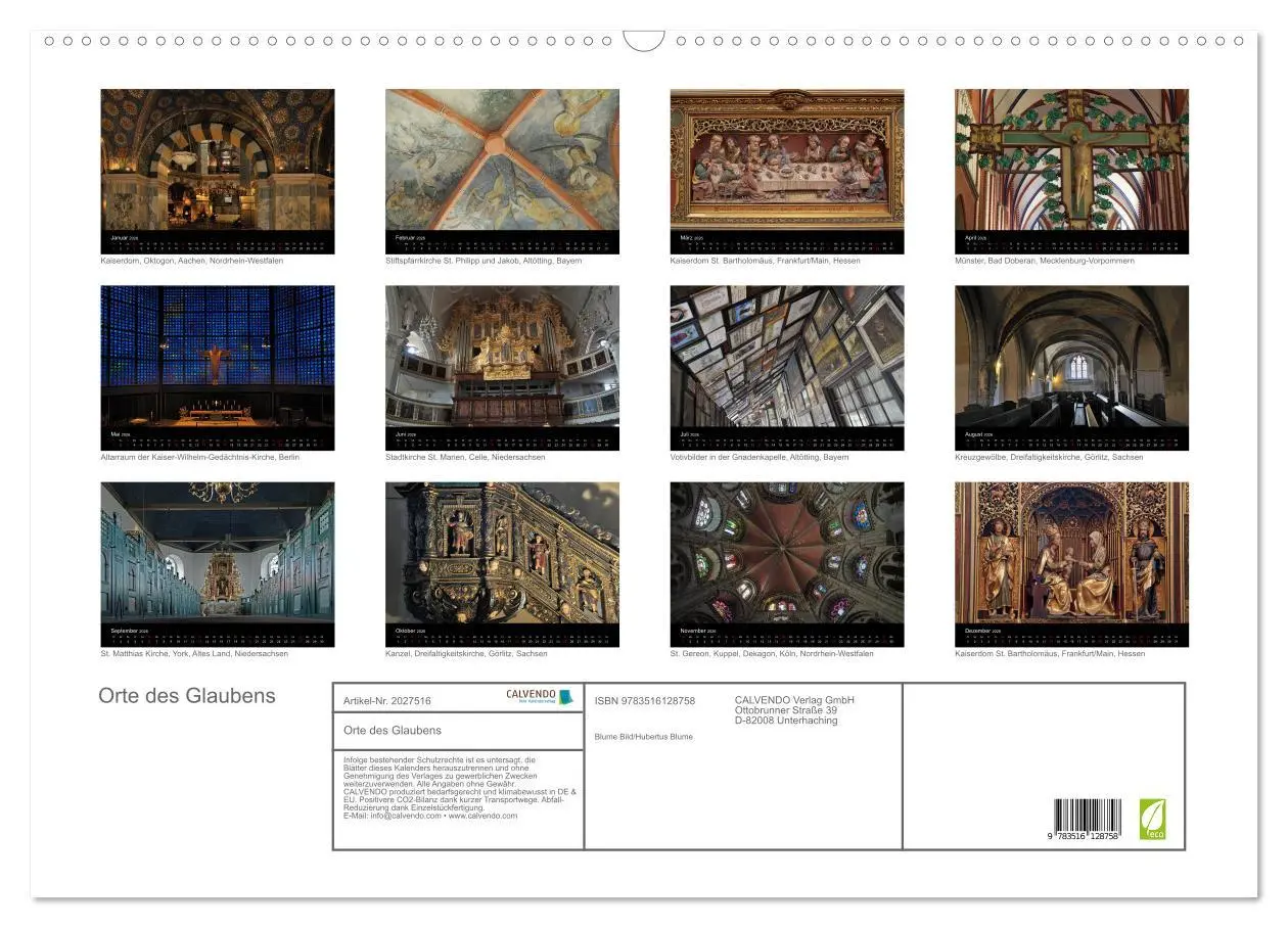 Bild: 9783516128758 | Orte des Glaubens (Wandkalender 2026 DIN A2 quer), CALVENDO...
