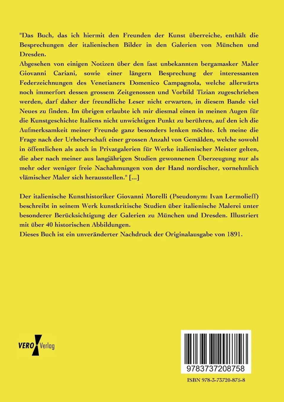 Rückseite: 9783737208758 | Kunstkritische Studien über italienische Malerei | Giovanni Morelli