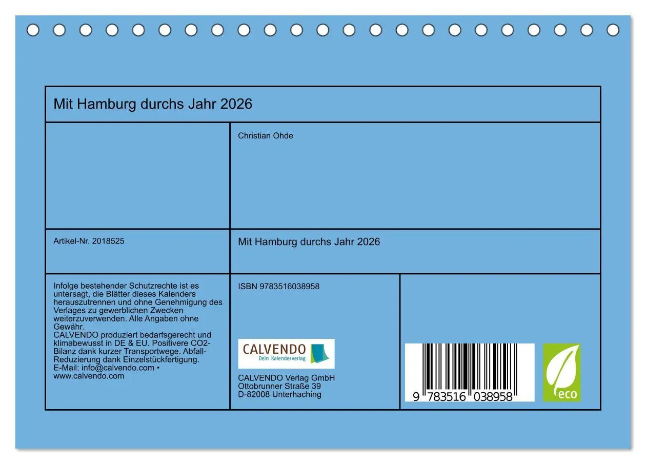 Bild: 9783516038958 | Mit Hamburg durchs Jahr 2026 (Tischkalender 2026 DIN A5 quer),...