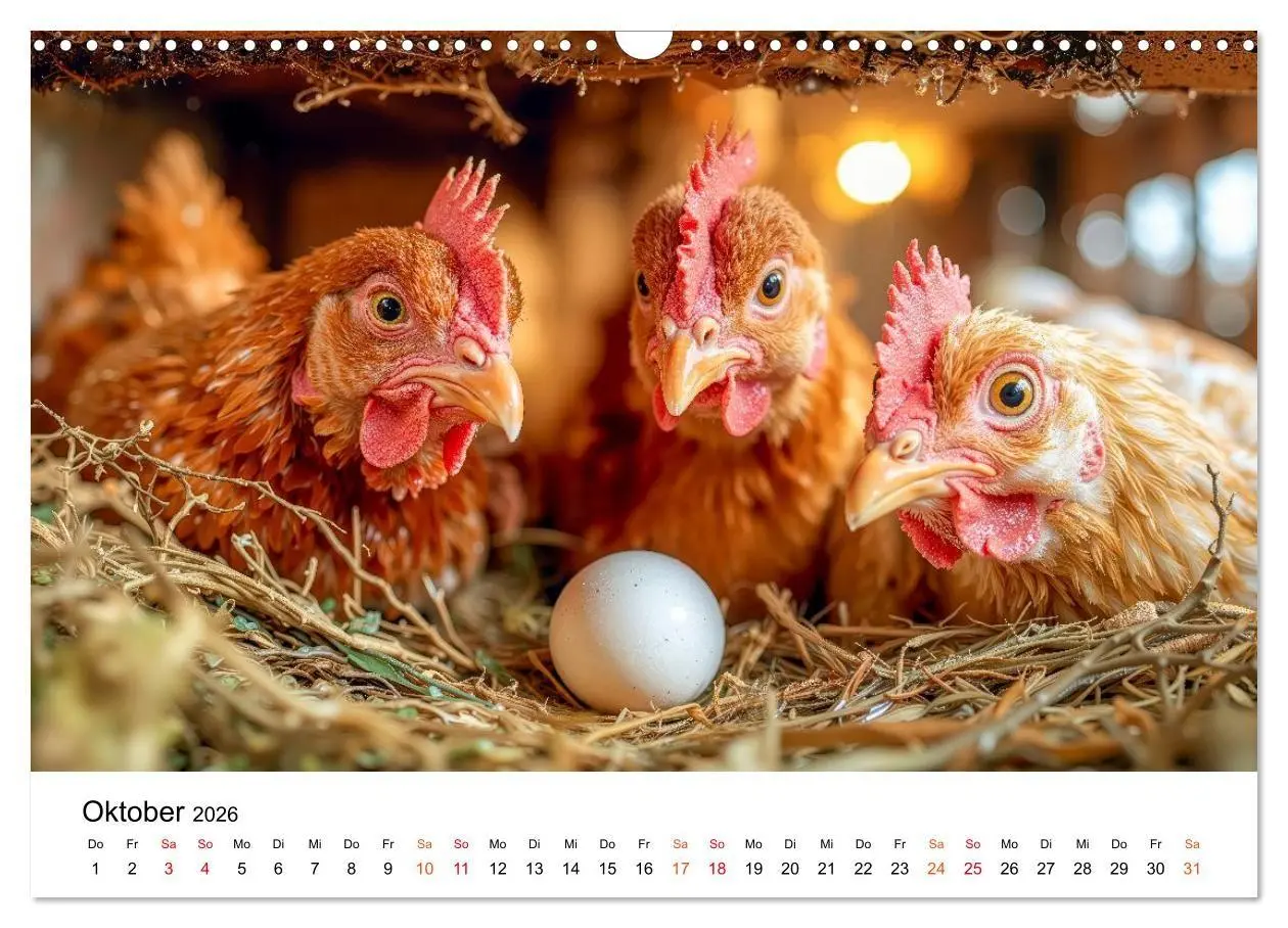 Bild: 9783516658958 | Hühner - gefiedert durchs Jahr (Wandkalender 2026 DIN A3 quer),...