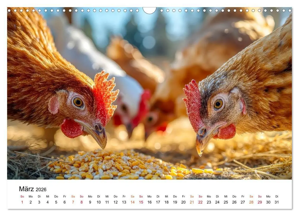 Bild: 9783516658958 | Hühner - gefiedert durchs Jahr (Wandkalender 2026 DIN A3 quer),...
