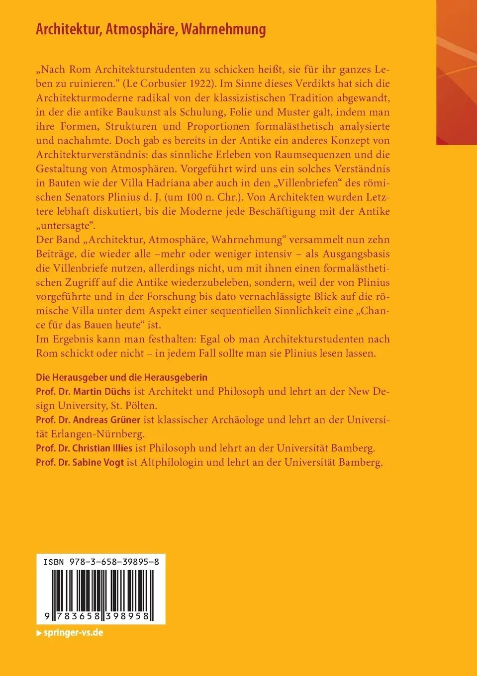 Rückseite: 9783658398958 | Architektur, Atmosphäre, Wahrnehmung | Martin Düchs (u. a.) | Buch