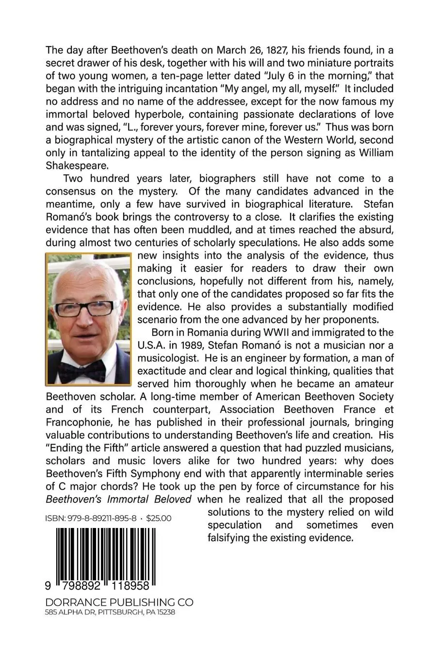 Rückseite: 9798892118958 | Beethoven's Immortal Beloved | Stefan Romano | Taschenbuch | Englisch