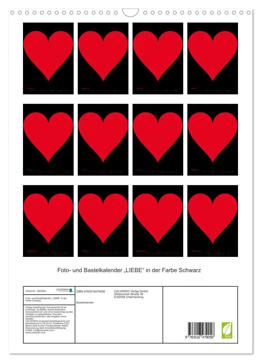 Bild: 9783516479058 | Foto- und Bastelkalender "LIEBE" in der Farbe Schwarz (Wandkalender...