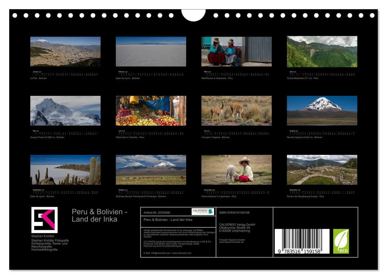 Bild: 9783516159158 | Peru &amp; Bolivien - Land der Inka (Wandkalender 2026 DIN A4 quer),...