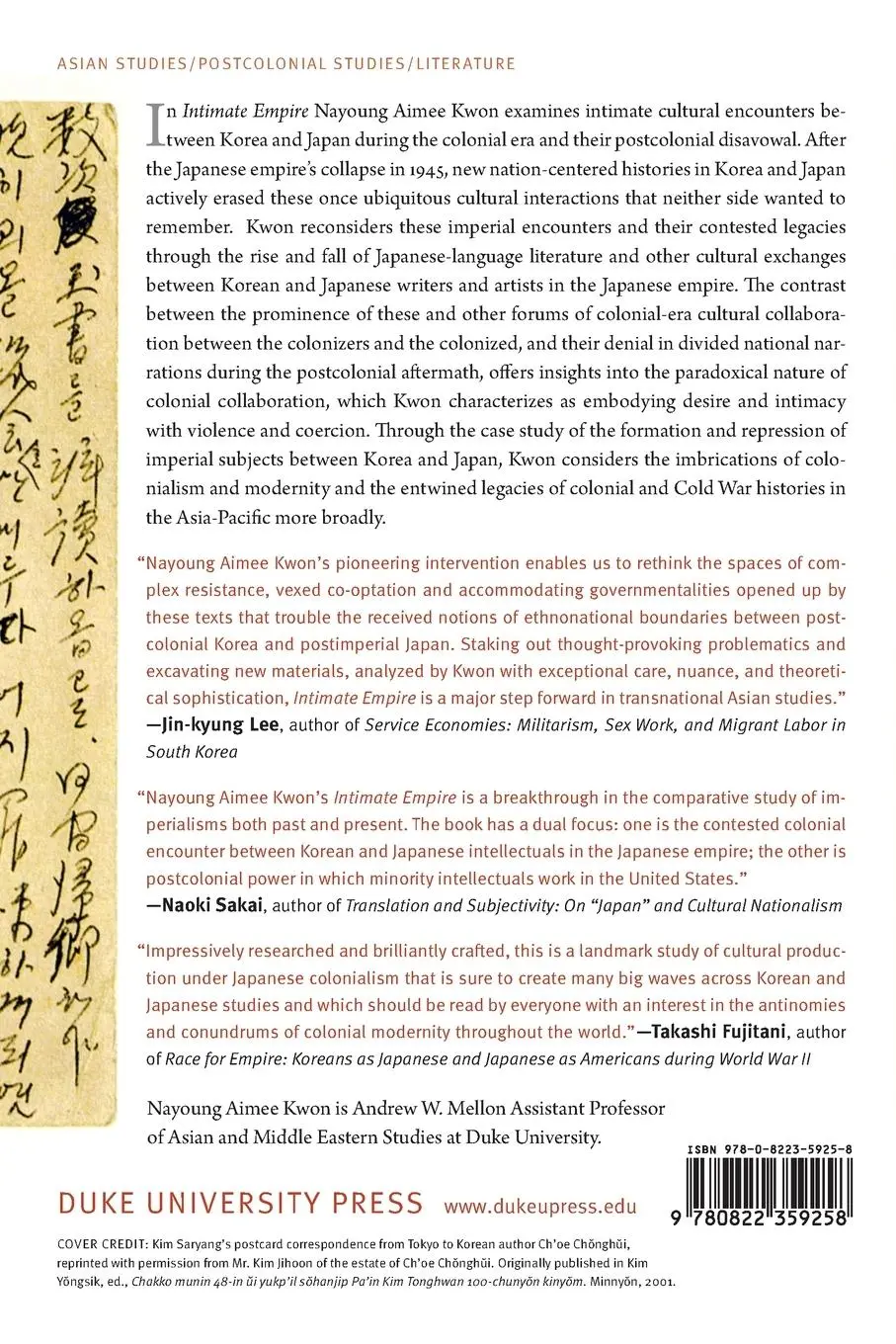 Rückseite: 9780822359258 | Intimate Empire | Nayoung Aimee Kwon | Taschenbuch | Englisch | 2015