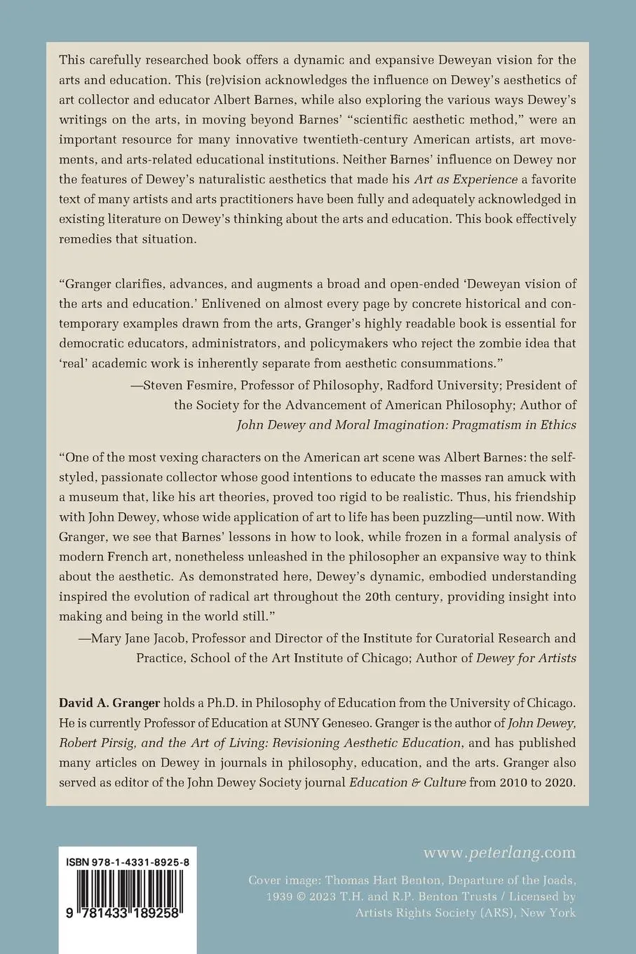 Rückseite: 9781433189258 | John Dewey, Albert Barnes, and the Continuity of Art and Life | Buch