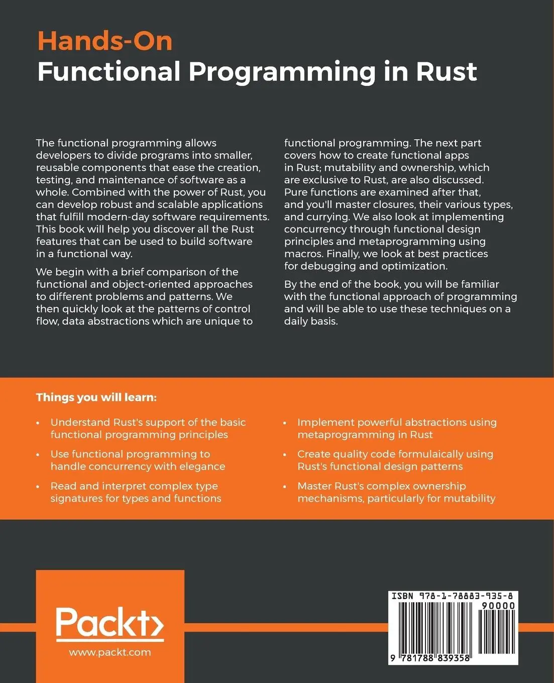 Rückseite: 9781788839358 | Hands-On Functional Programming in RUST | Andrew Johnson | Taschenbuch